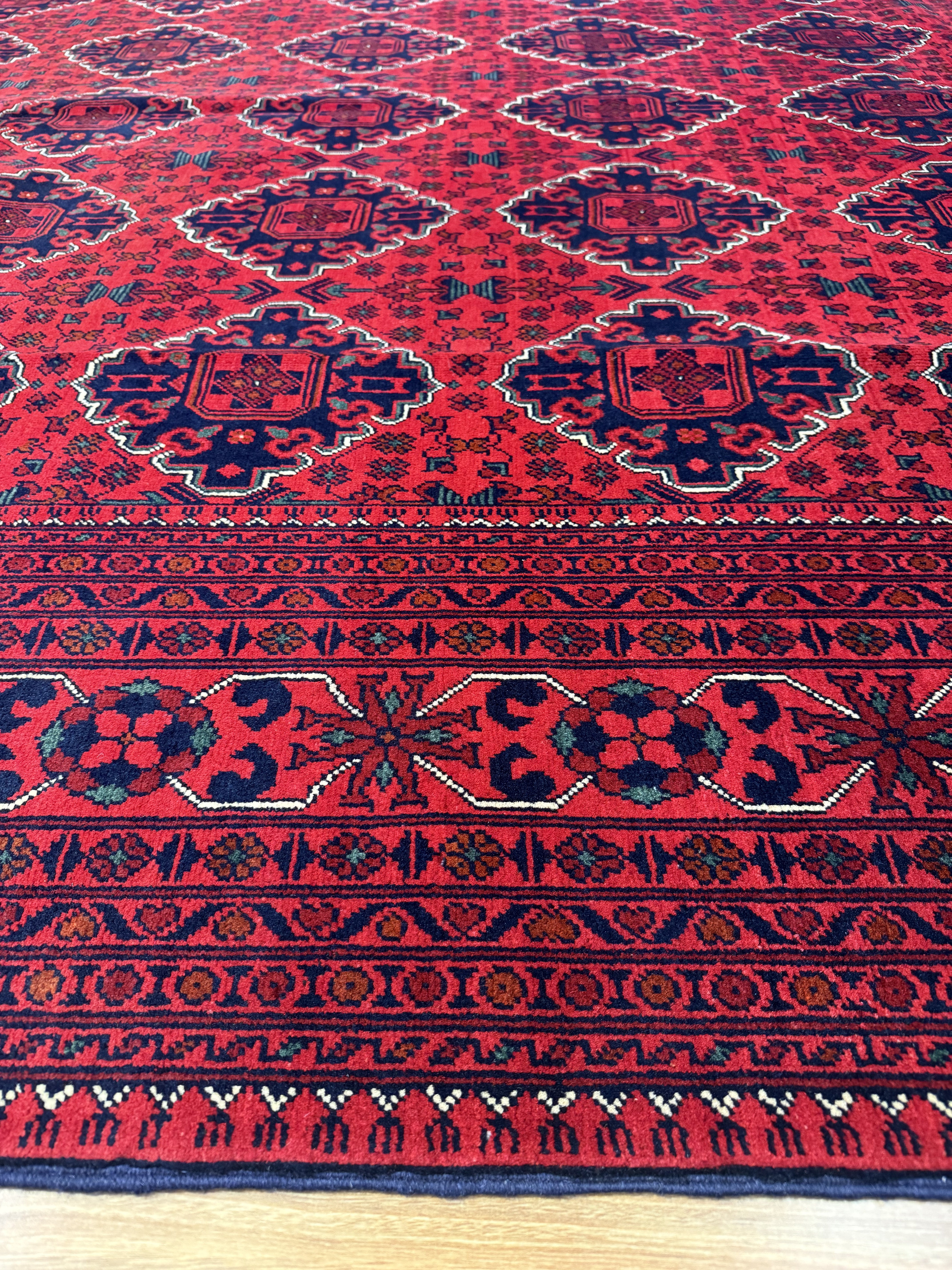Red Fine Afghan Khamyab Wool Rug 349cm x 243cm