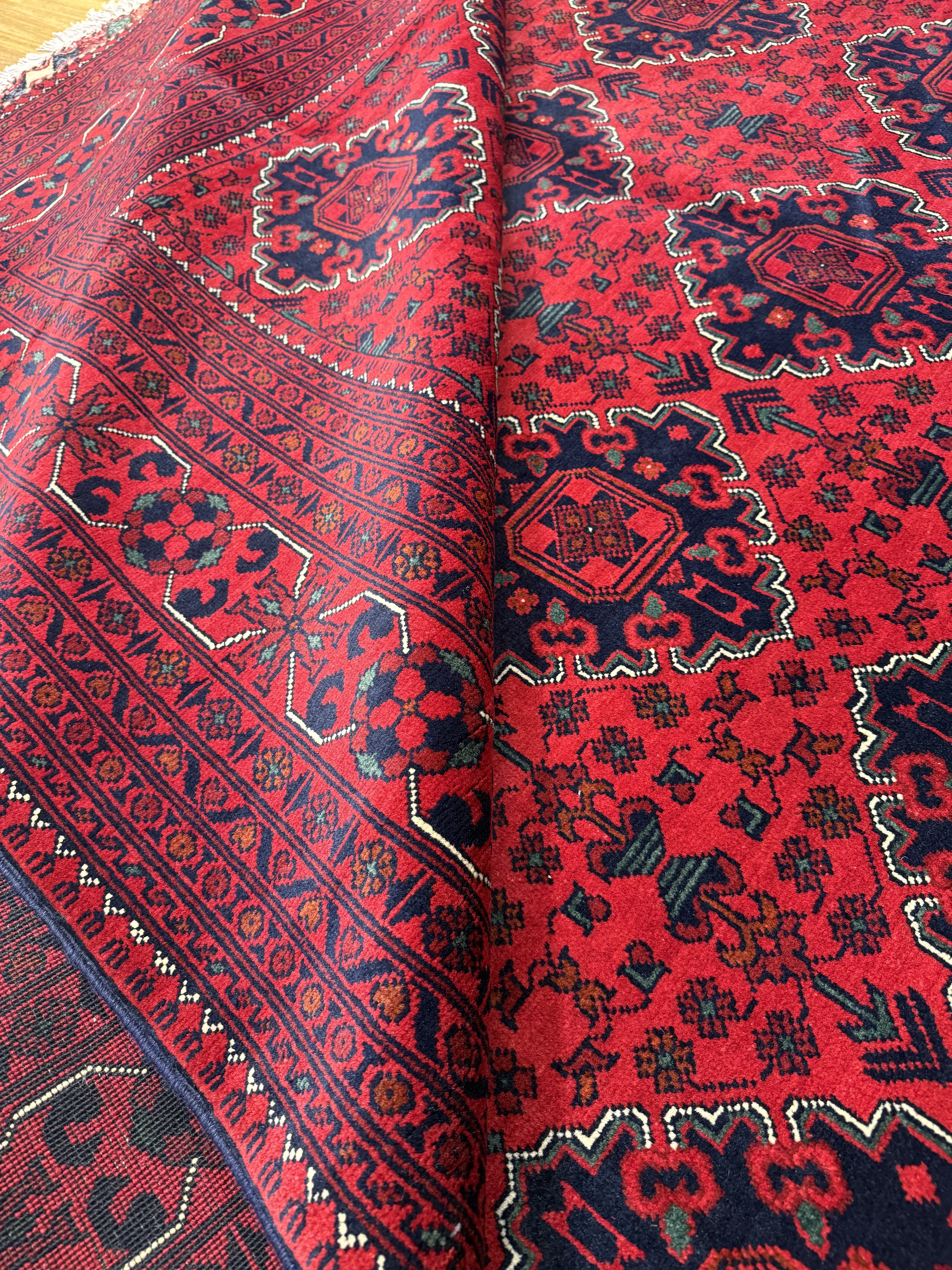 Red Fine Afghan Khamyab Wool Rug 349cm x 243cm