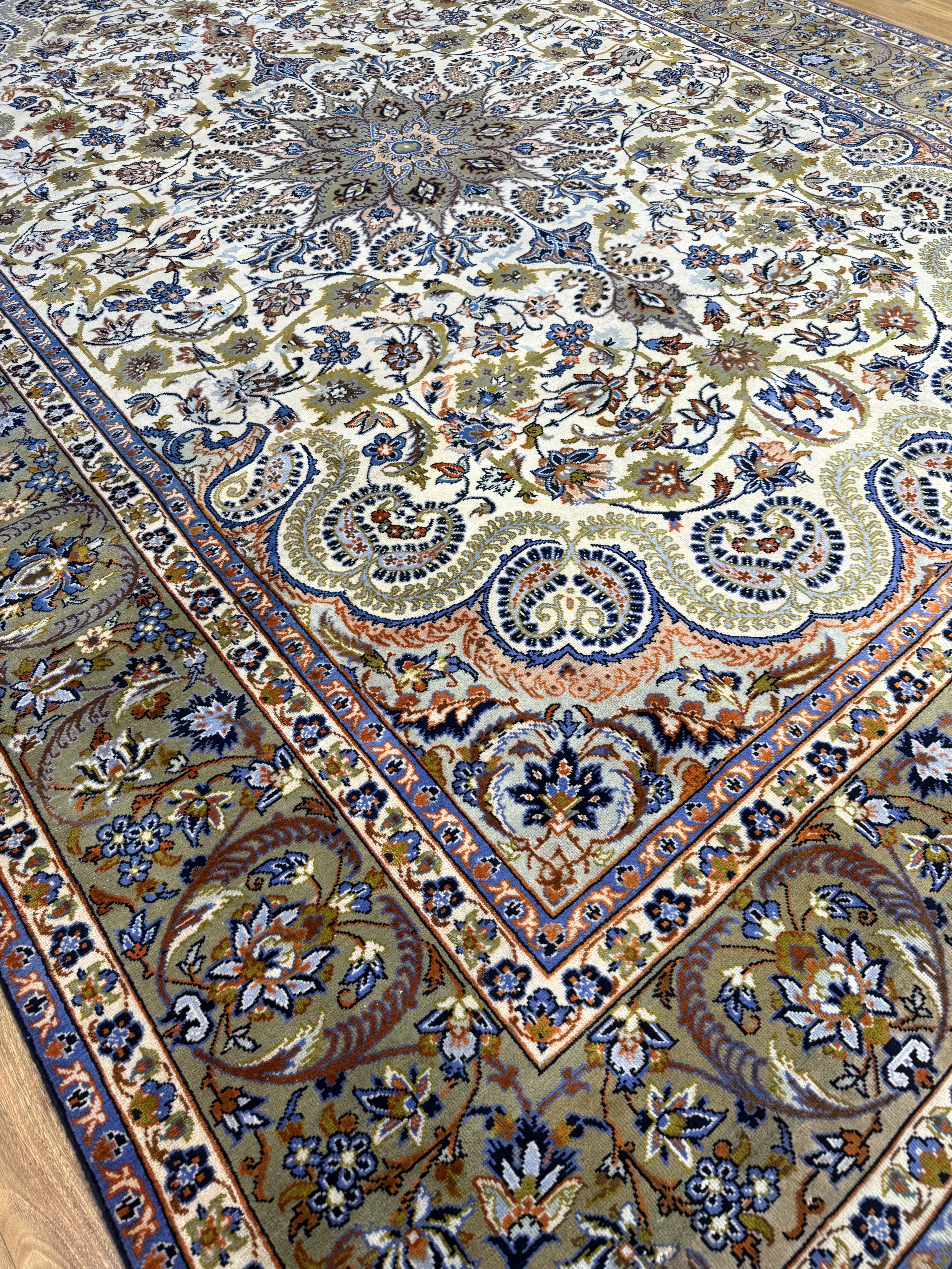 Vintage Beige Persian Kashan Wool Rug 405cm x 290cm