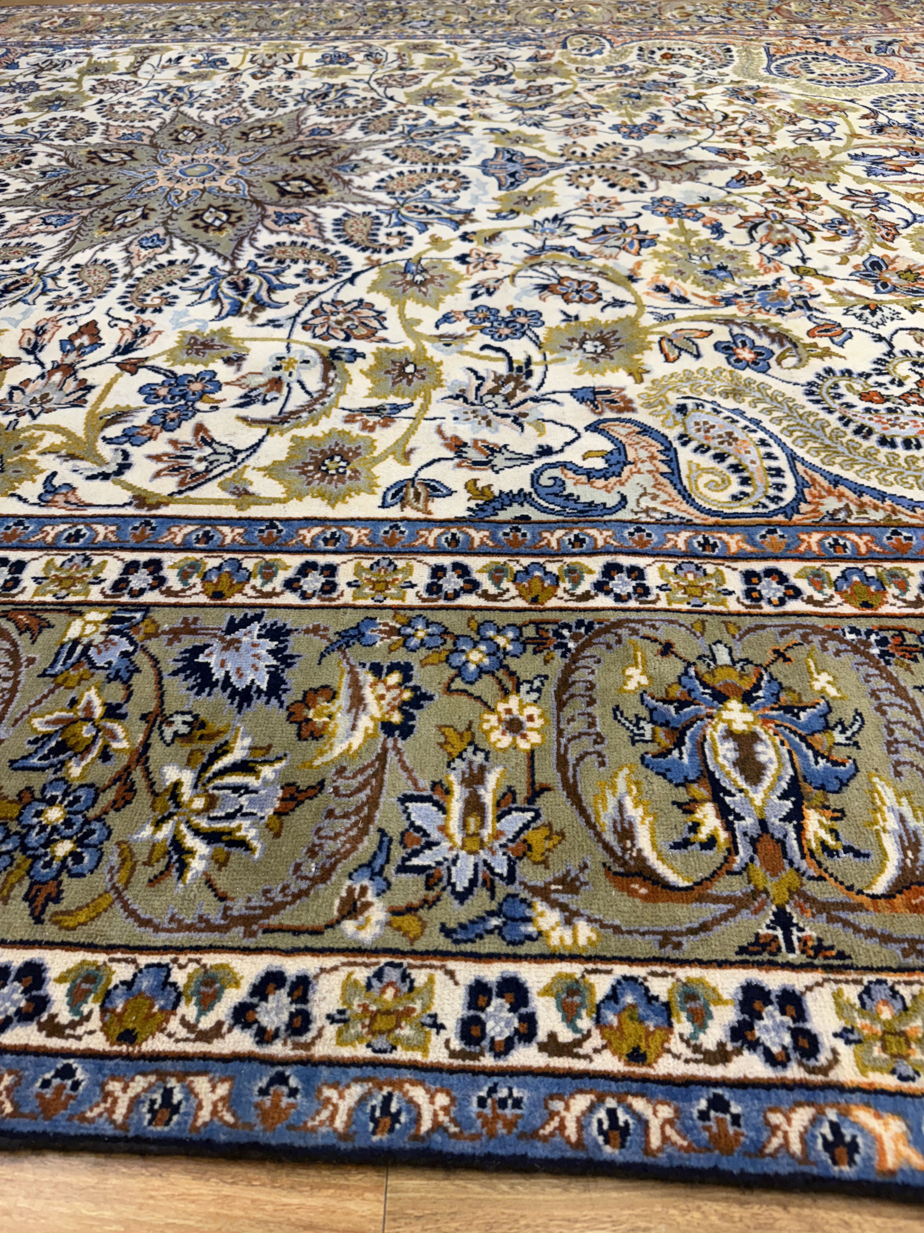 Vintage Beige Persian Kashan Wool Rug 405cm x 290cm