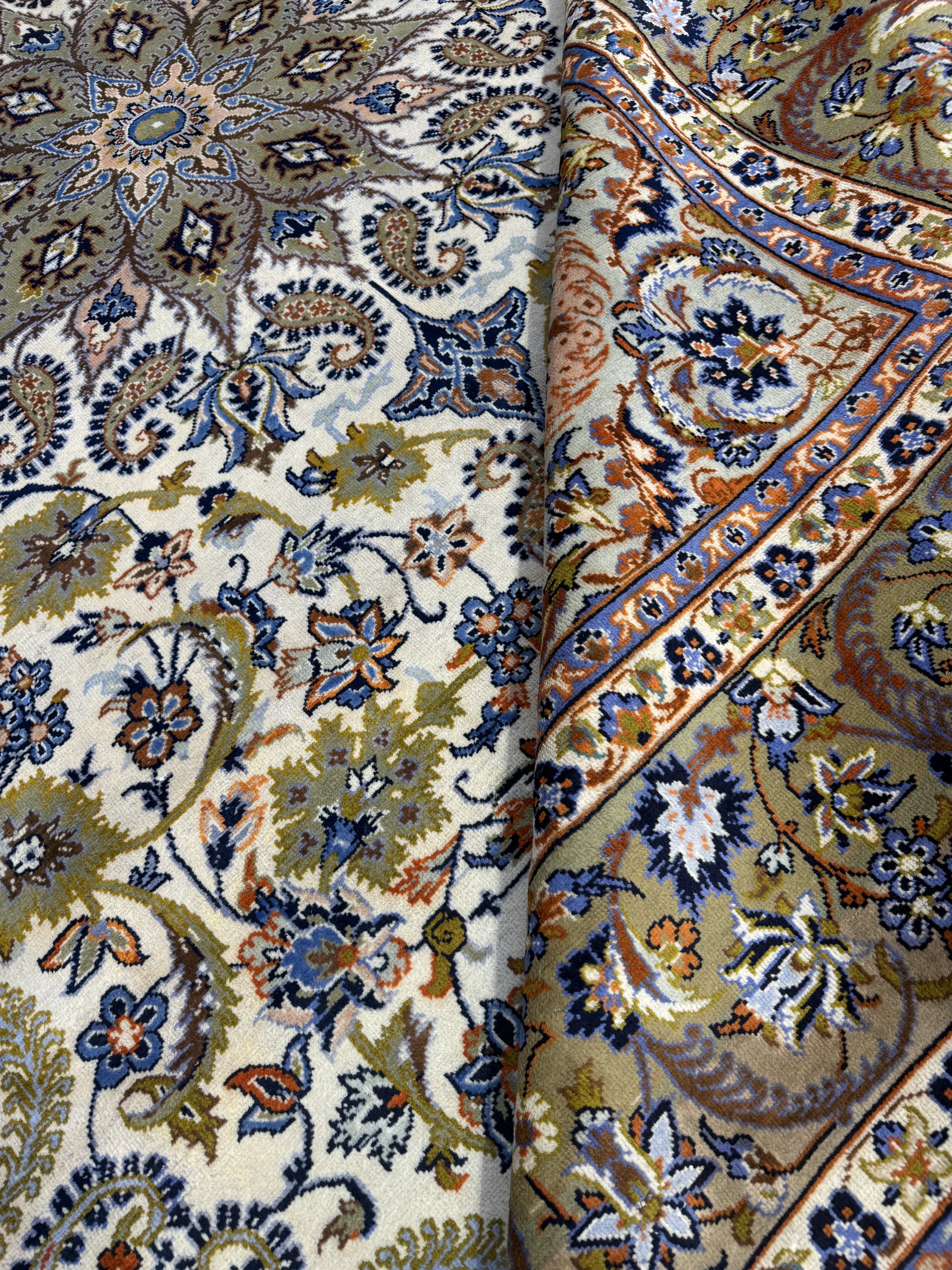 Vintage Beige Persian Kashan Wool Rug 405cm x 290cm
