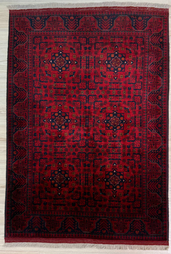 Red Fine Afghan Beljick Wool Rug 153cm x 103cm