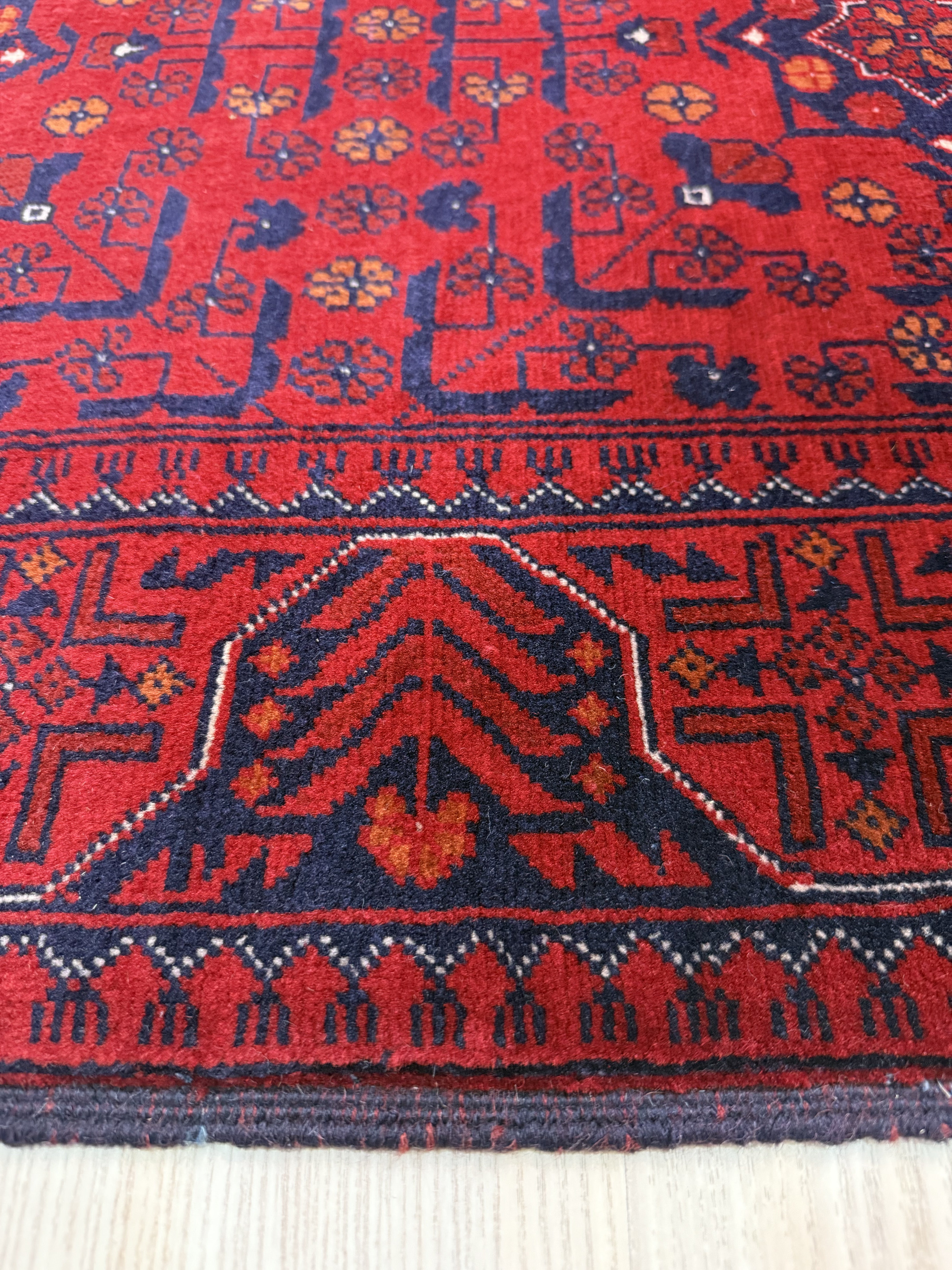 Red Fine Afghan Beljick Wool Rug 153cm x 103cm