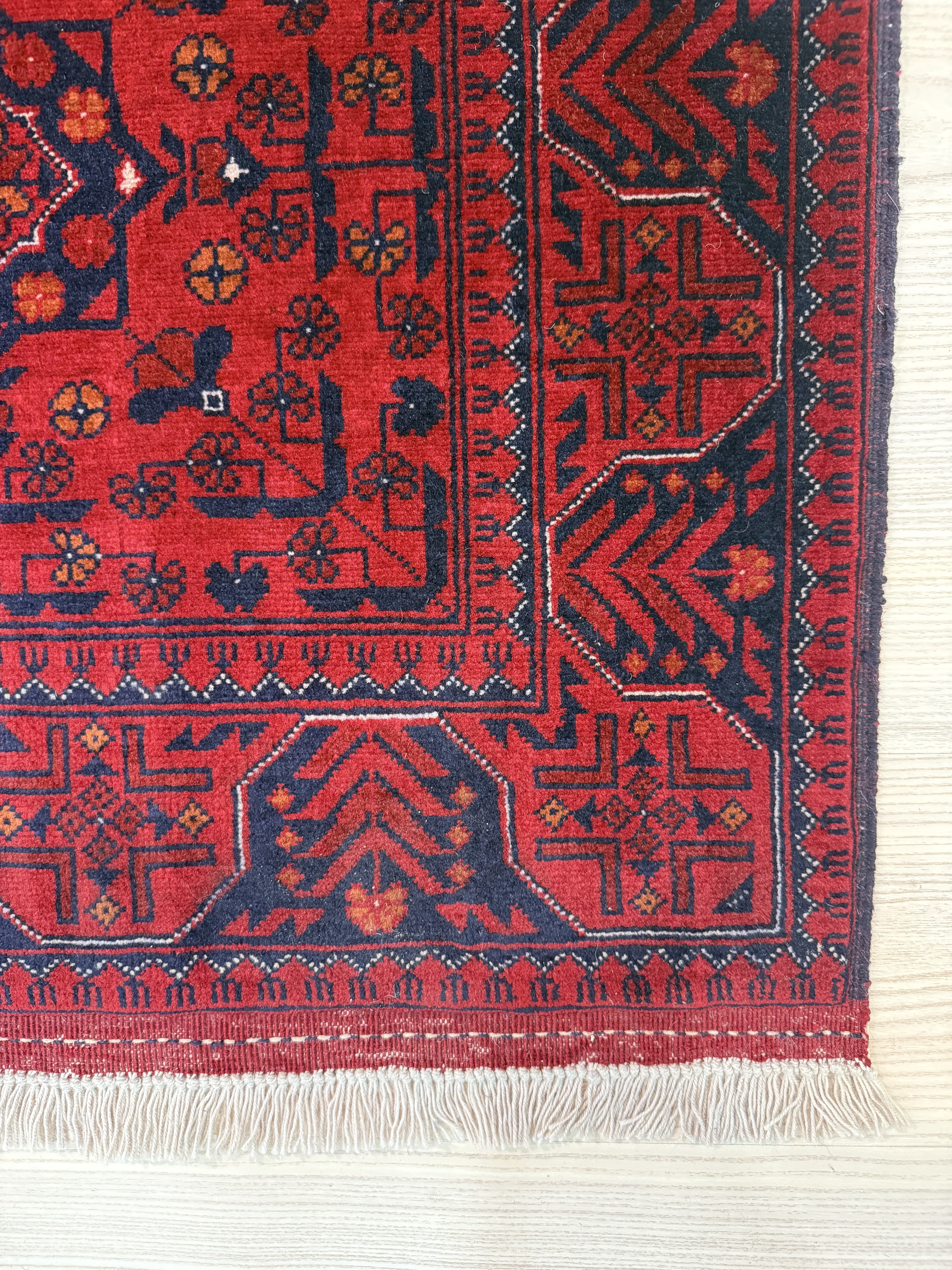 Red Fine Afghan Beljick Wool Rug 153cm x 103cm