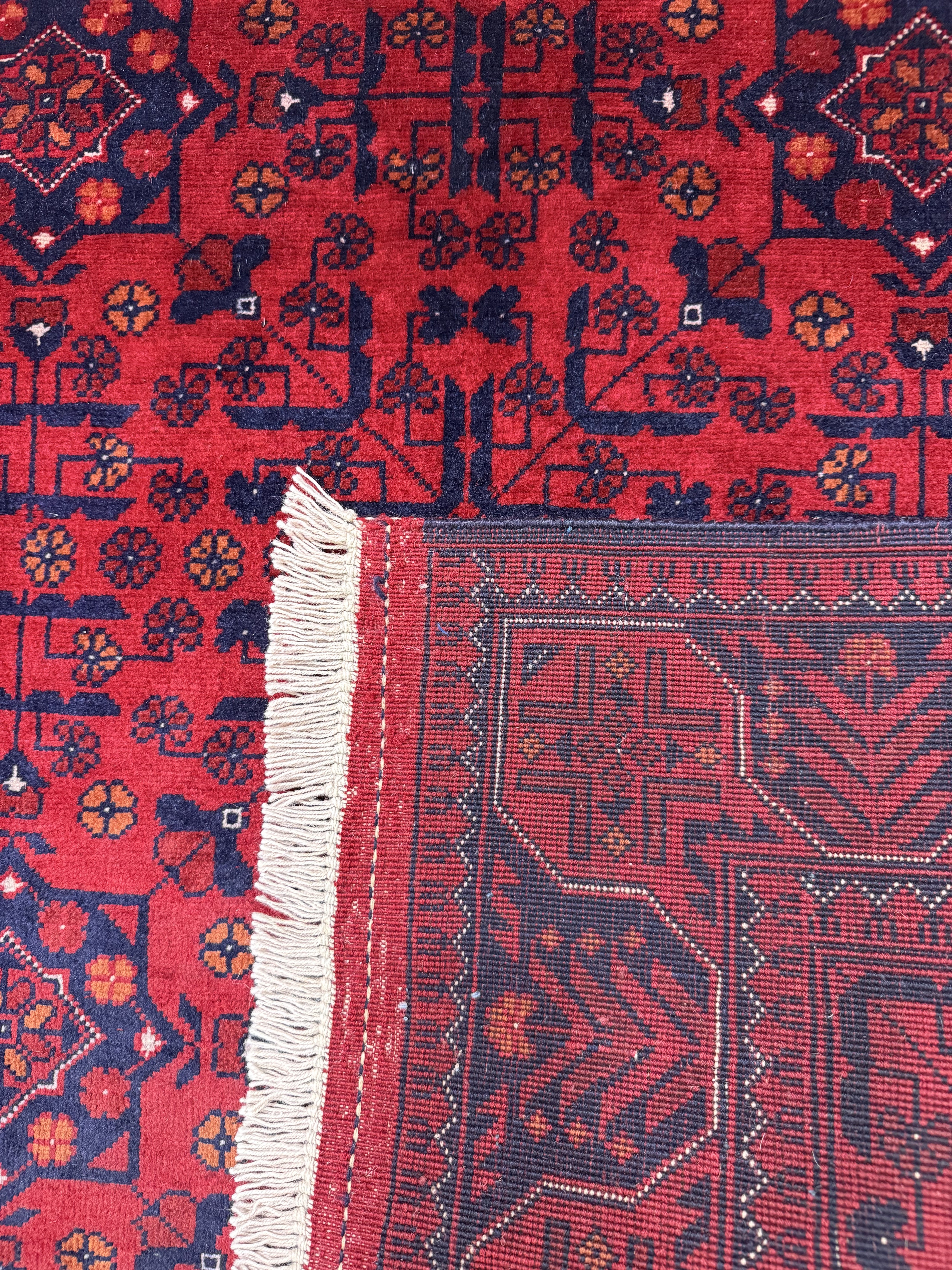 Red Fine Afghan Beljick Wool Rug 153cm x 103cm