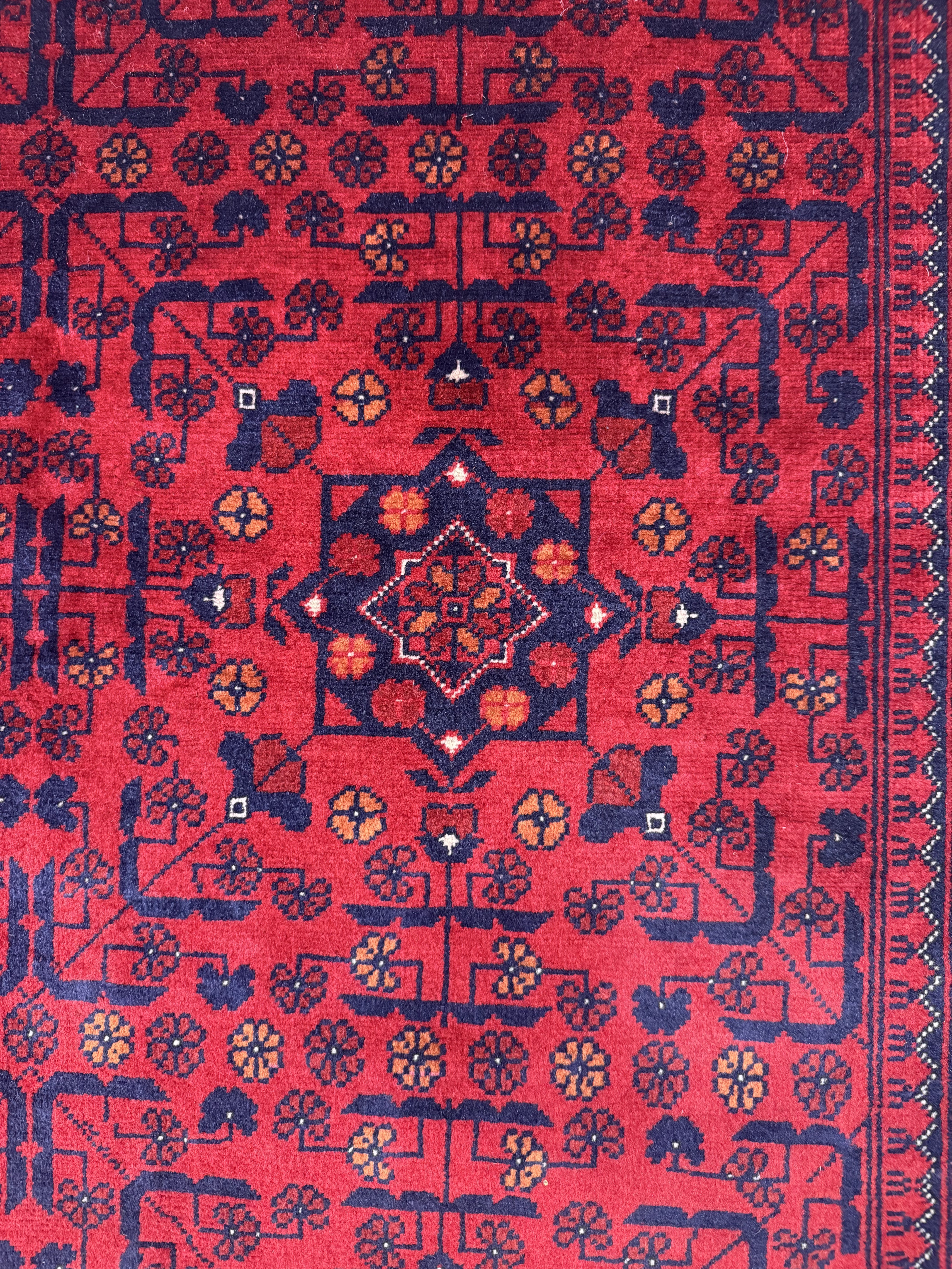 Red Fine Afghan Beljick Wool Rug 153cm x 103cm