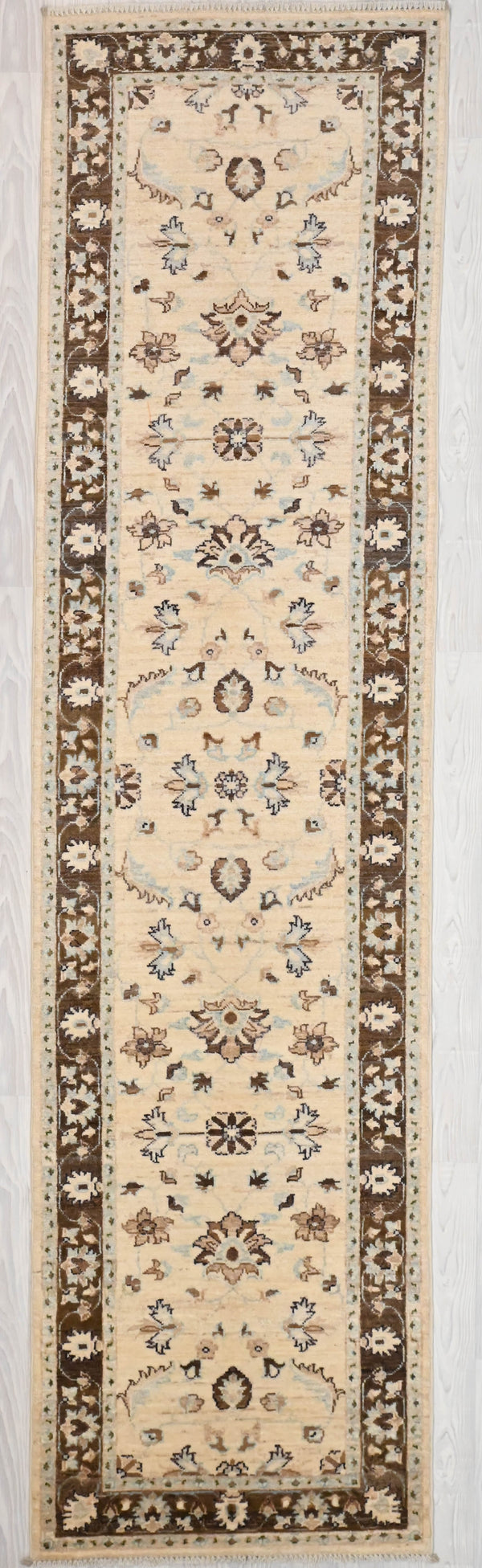 Cream Afghan Chobi Wool Runner 301cm x 76cm