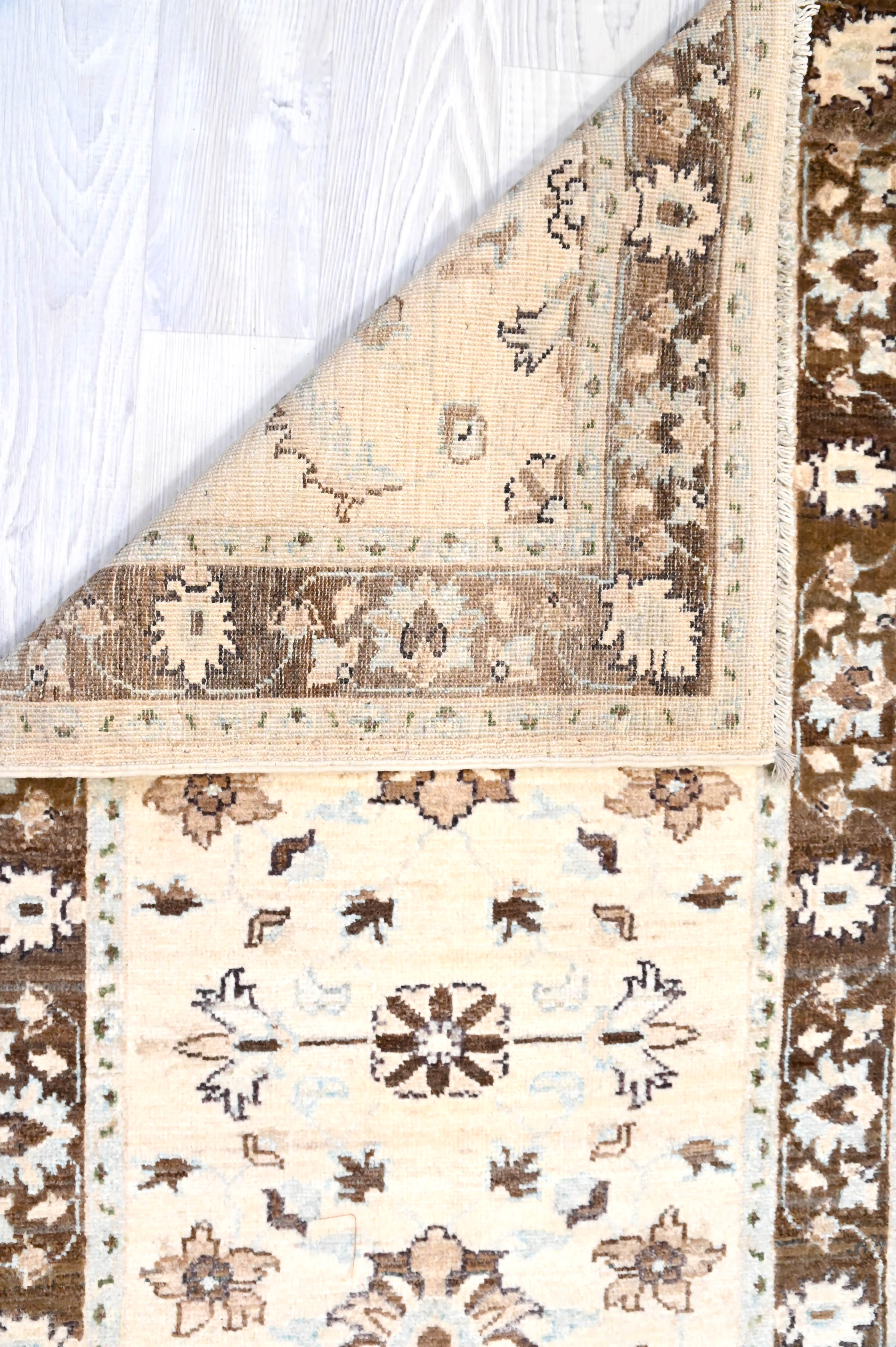 Cream Afghan Chobi Wool Runner 301cm x 76cm