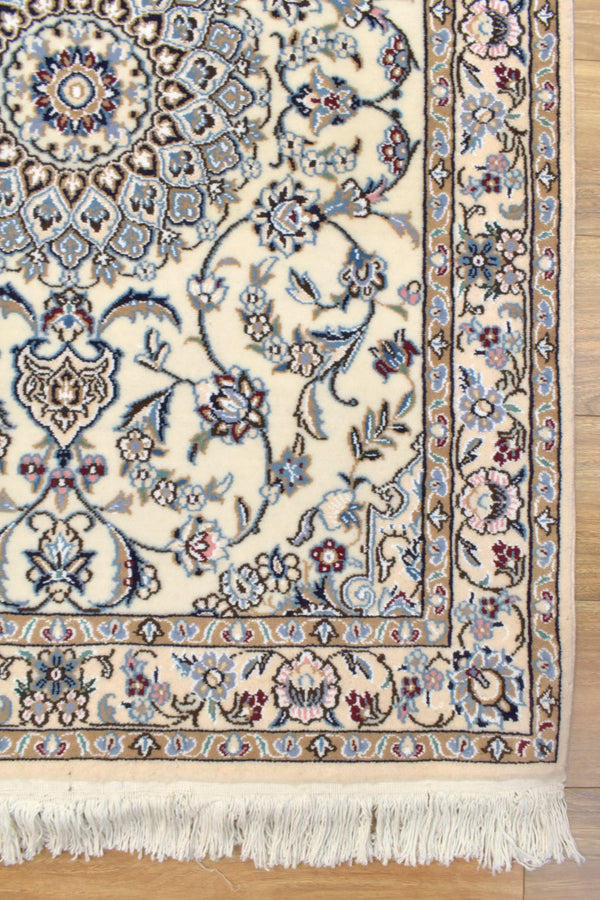 Cream Persian Nain Silk n Wool  Runner 300cm x 90cm