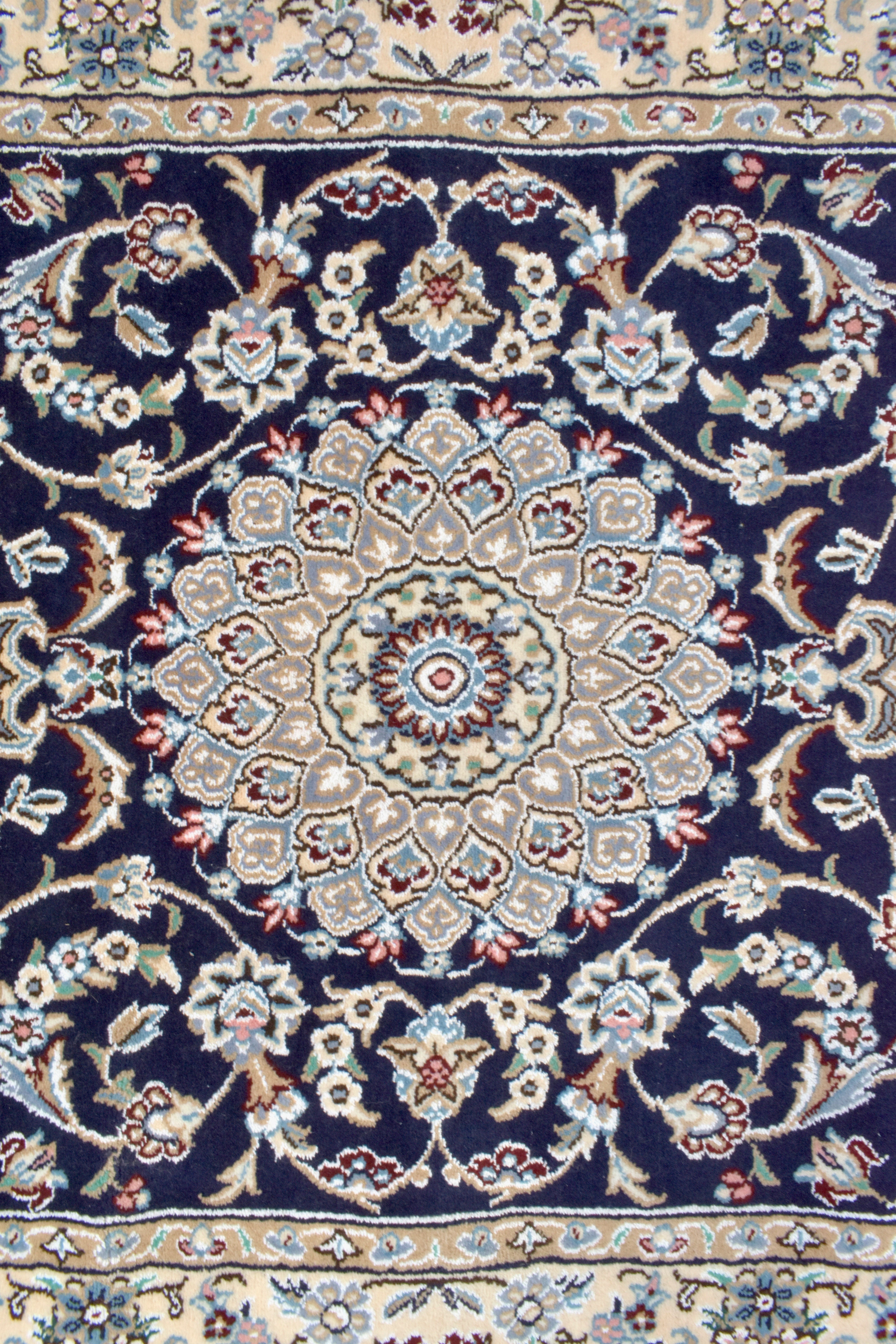 Navy Persian Nain Silk n Wool  Runner 300cm x 90cm