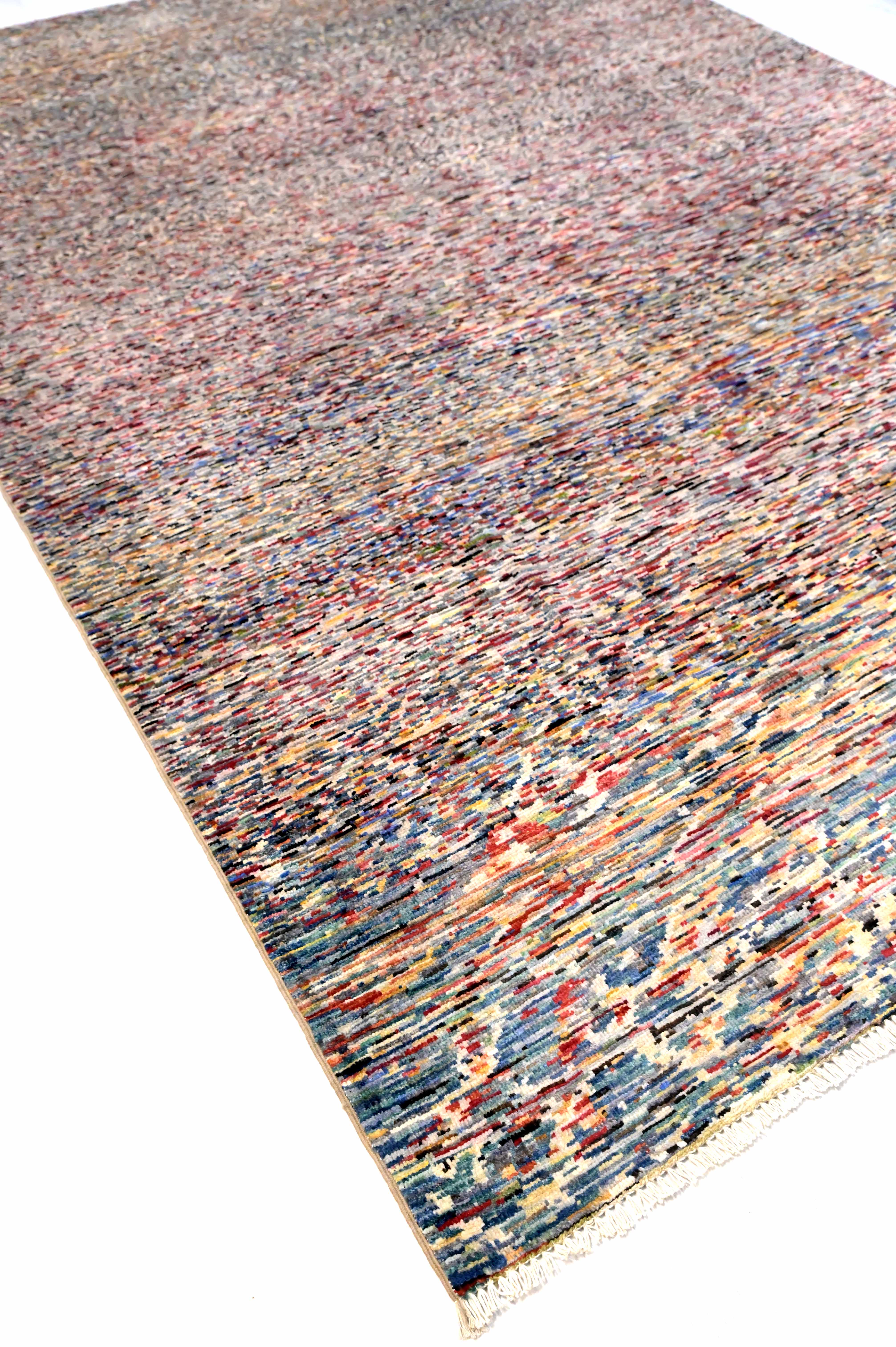 Multicolour Afghan Chobi Stripi Rug 299cm x 207cm