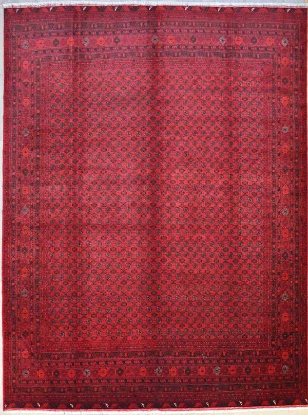 Red XL Afghan Mori Gul Bokhara Wool Rug 400cm x 300cm