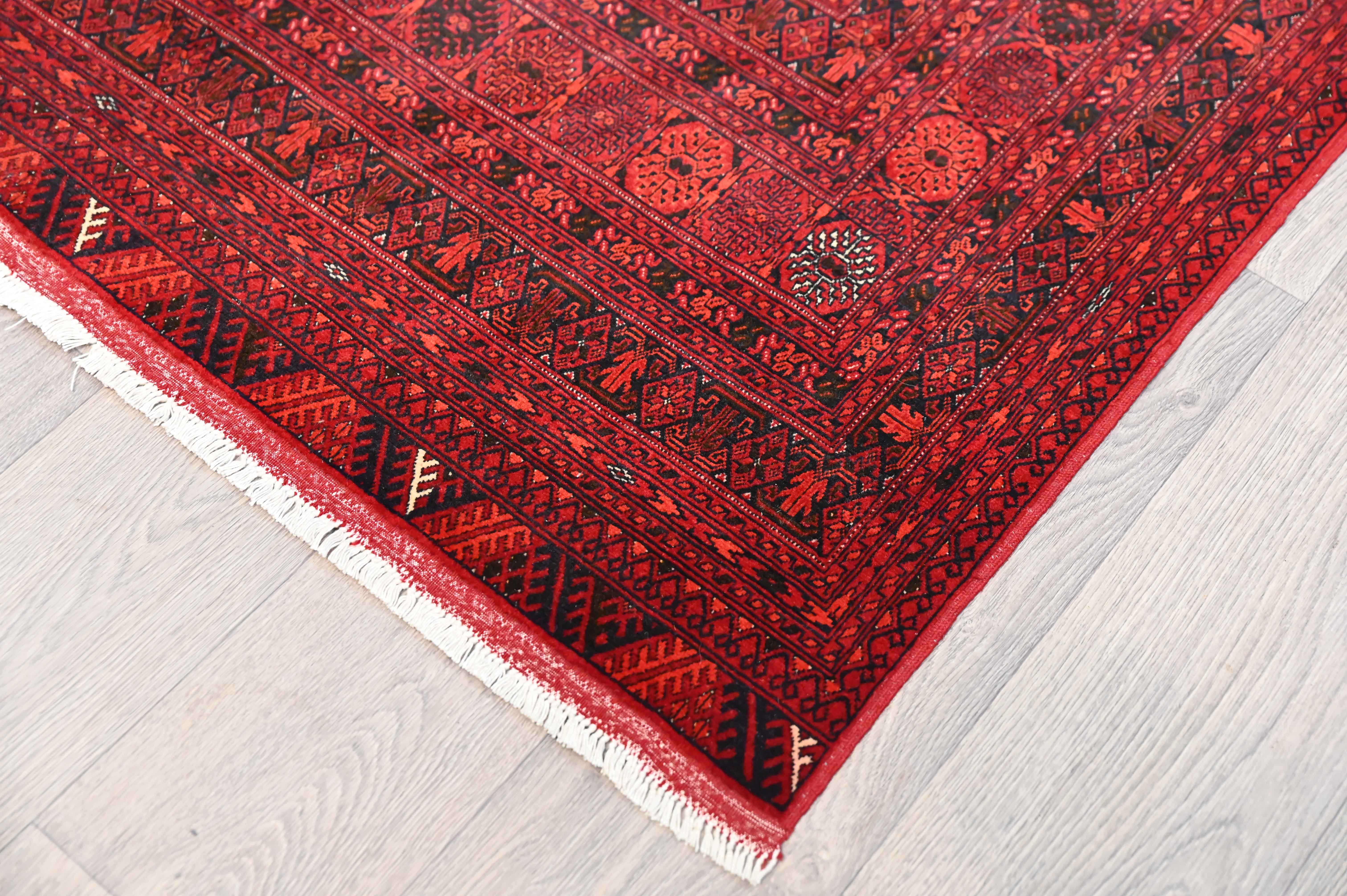 Red XL Afghan Mori Gul Bokhara Wool Rug 400cm x 300cm