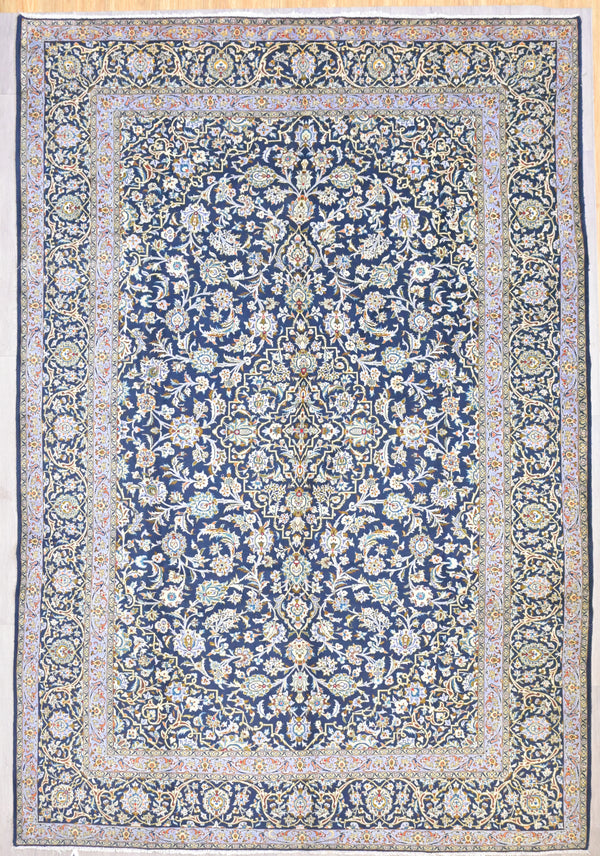 Navy Blue Persian Kashan Wool Rug  413cm x 280cm