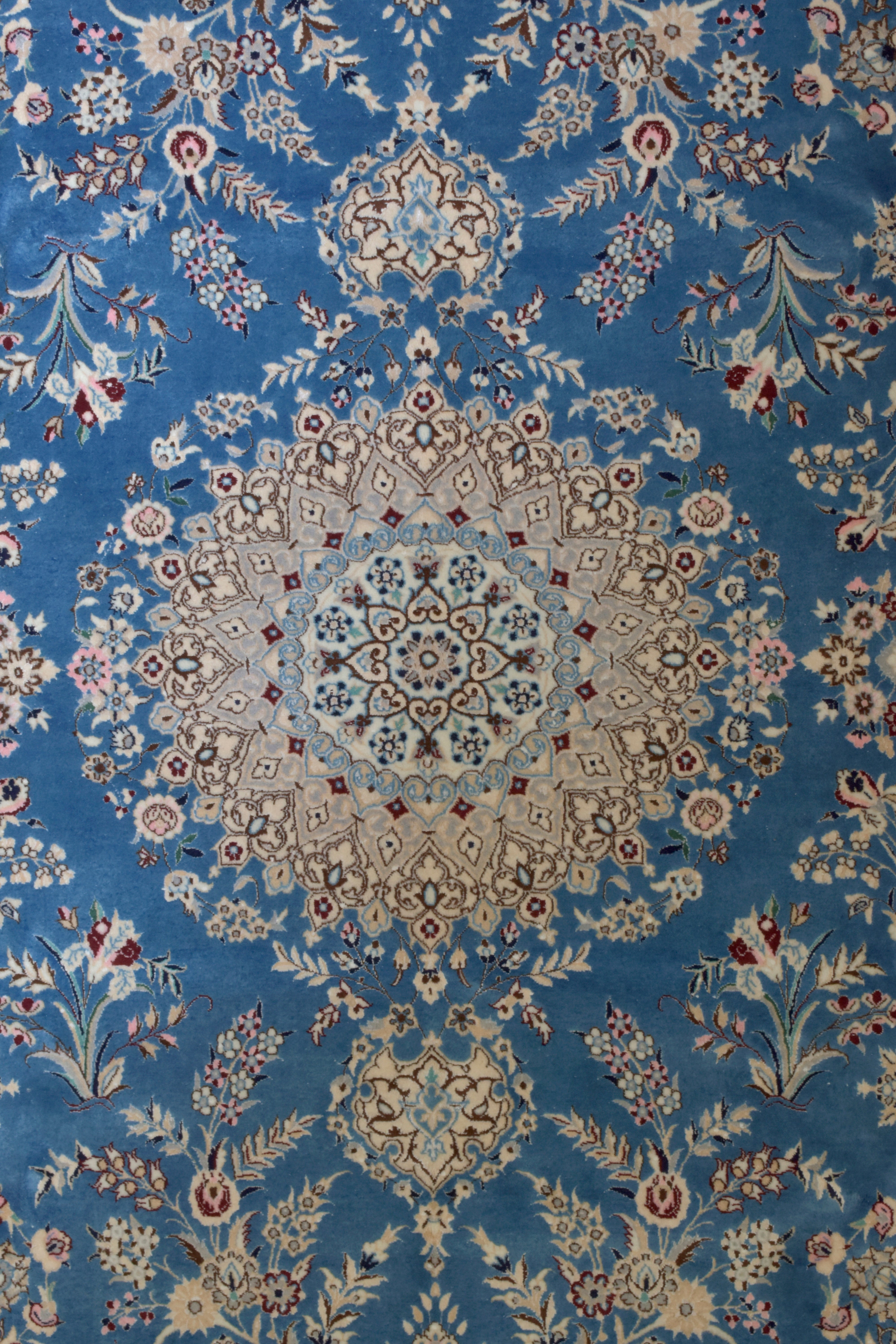 Blue Persian Nain Silk n Wool  Rug 226cm x 157cm