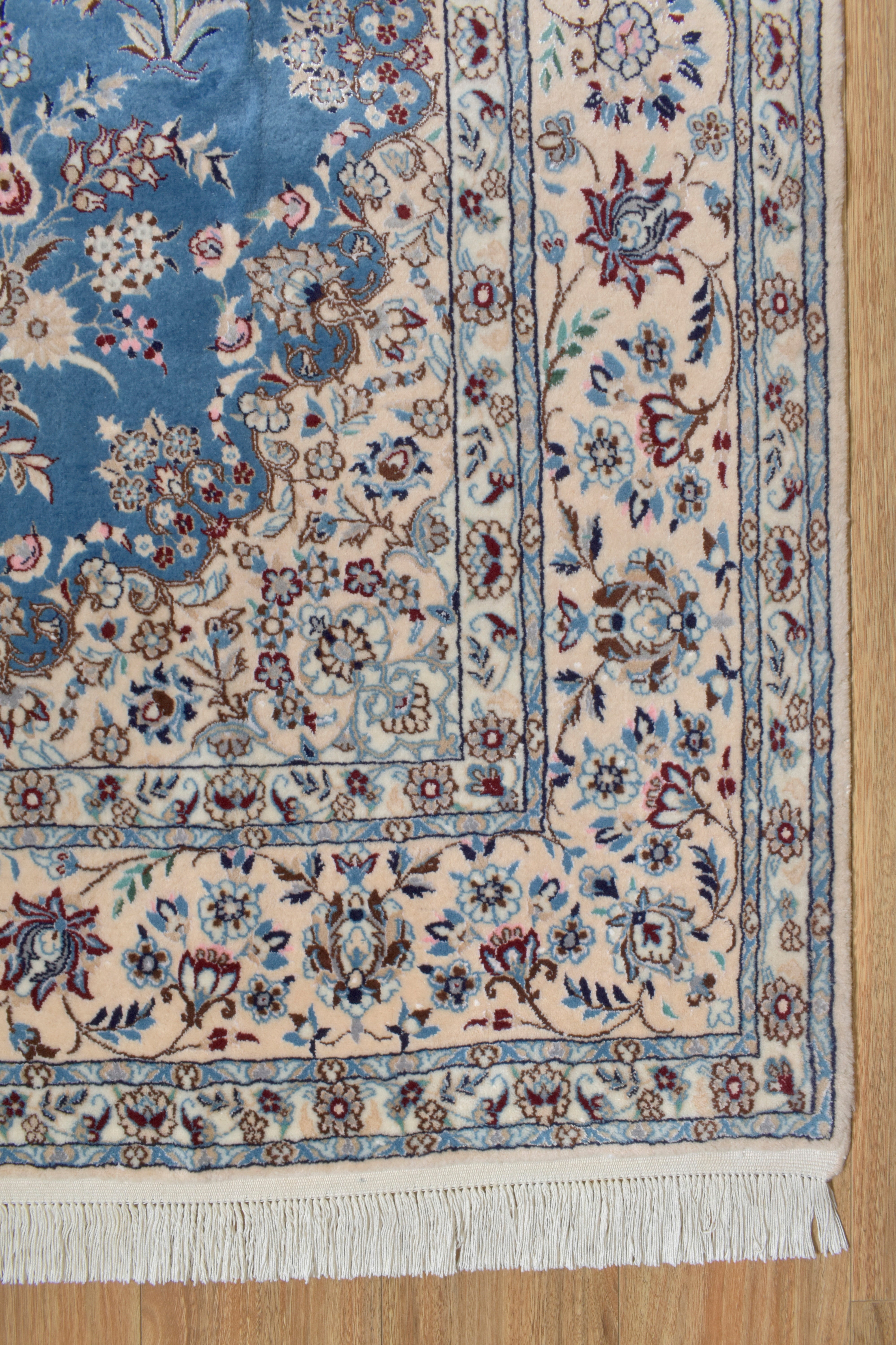 Blue Persian Nain Silk n Wool  Rug 226cm x 157cm