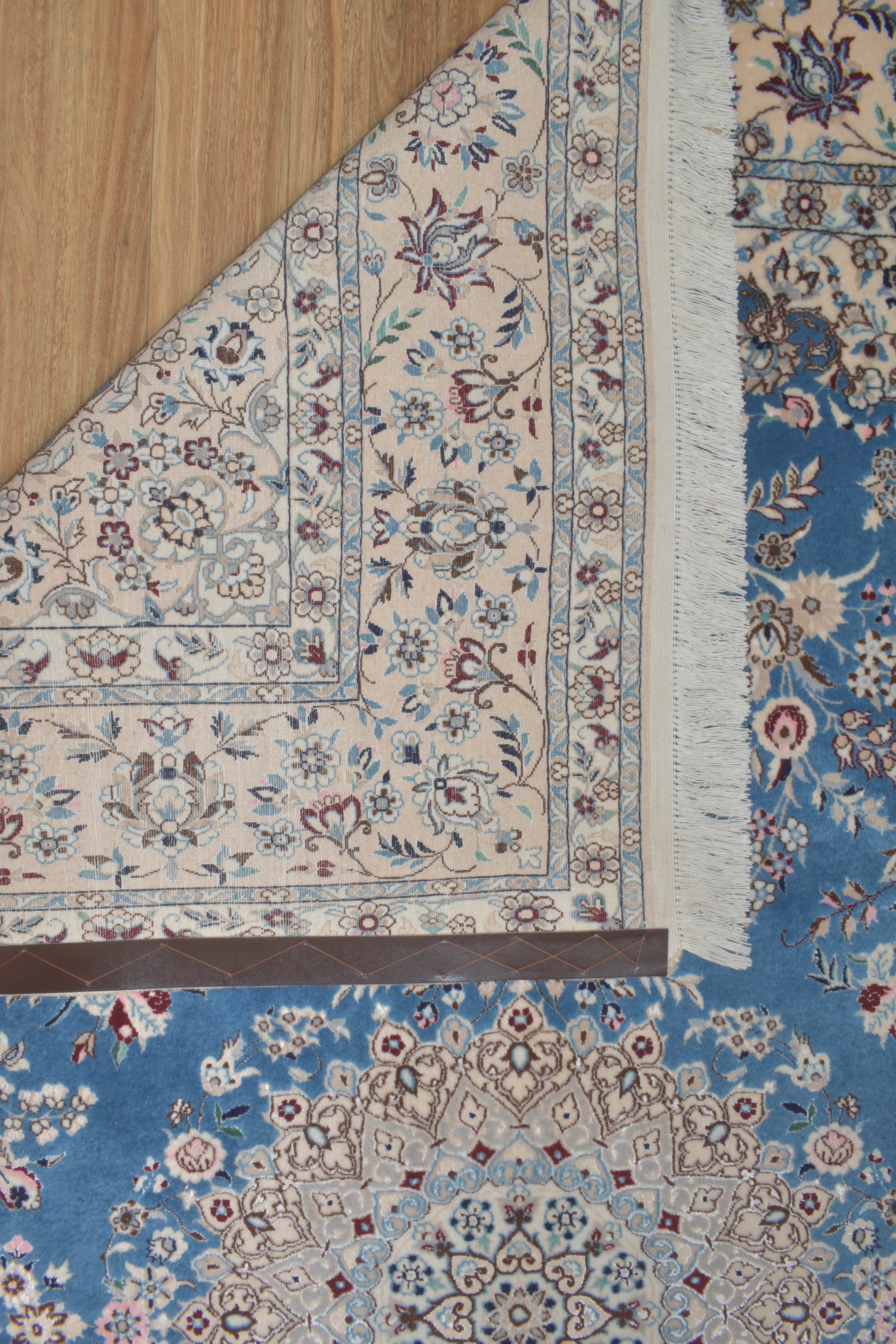 Blue Persian Nain Silk n Wool  Rug 226cm x 157cm