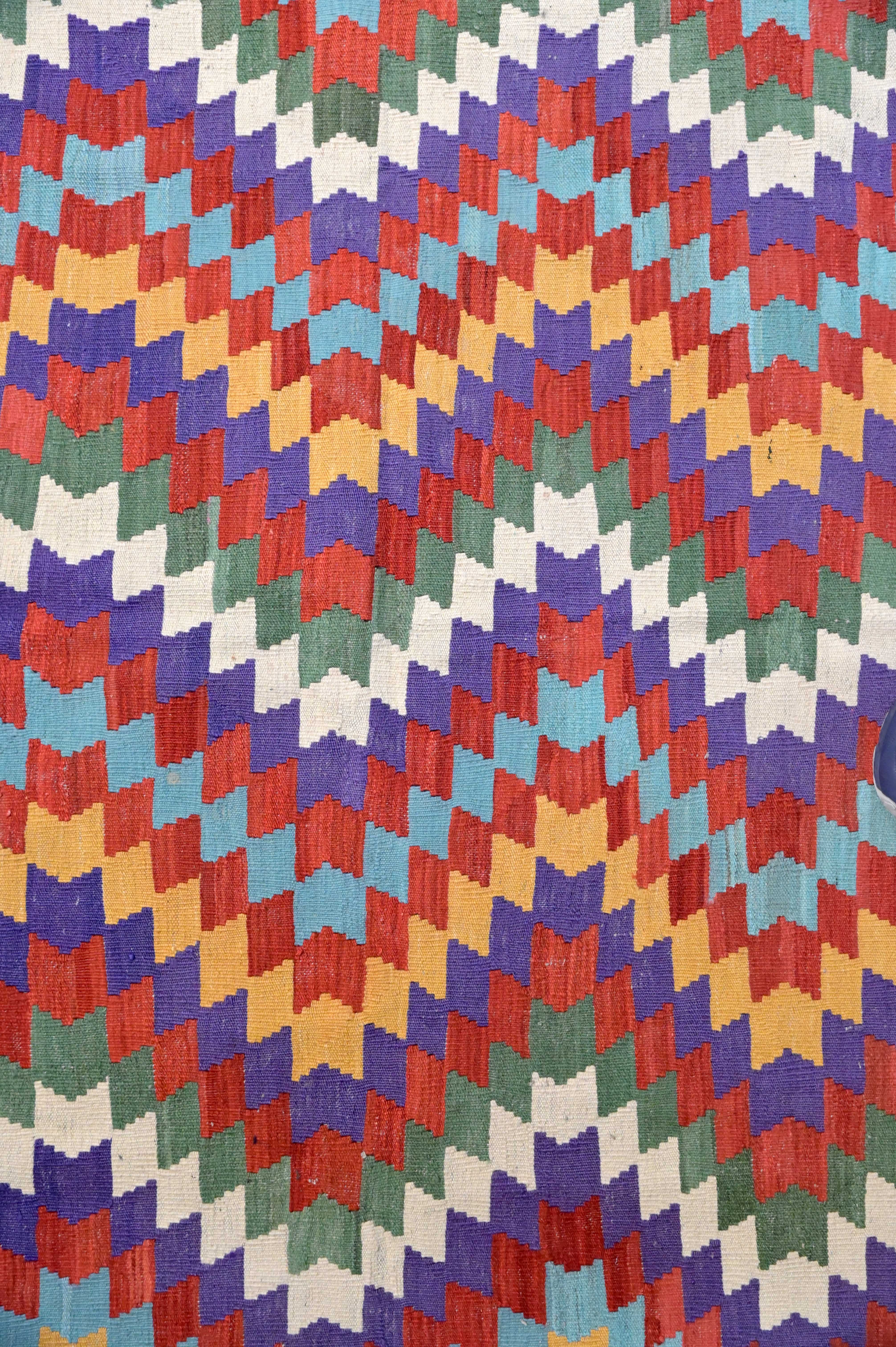 Multicolour Boho Kilim Wool 191cm x 145cm