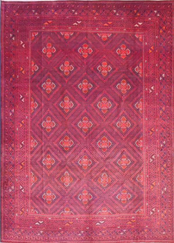 Handknotted Pure Wool Bohemian Design Fine Afghan Mazari Rug Size - 270W x 360H