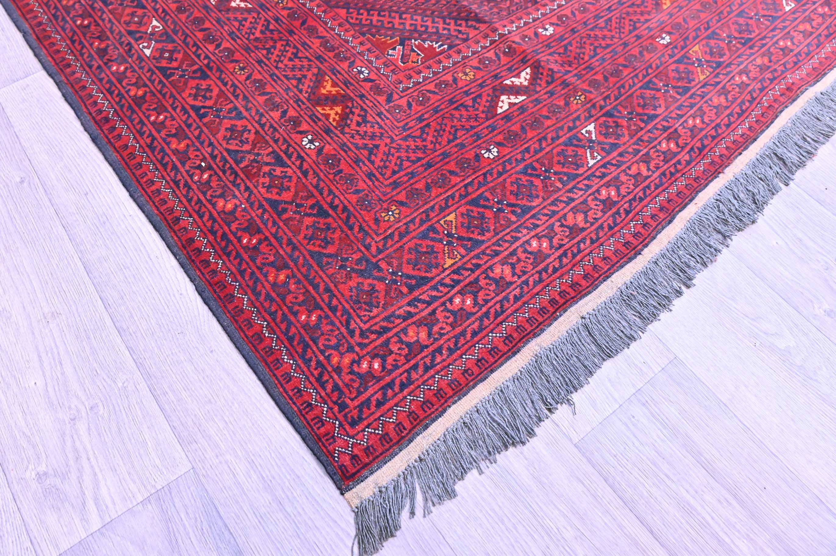 Handknotted Pure Wool Bohemian Design Fine Afghan Mazari Rug Size - 270W x 360H