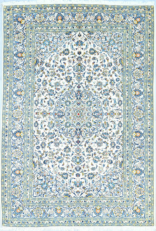 Blue and Green Wool Persian Kashan Rug  - 350 x 240 cm