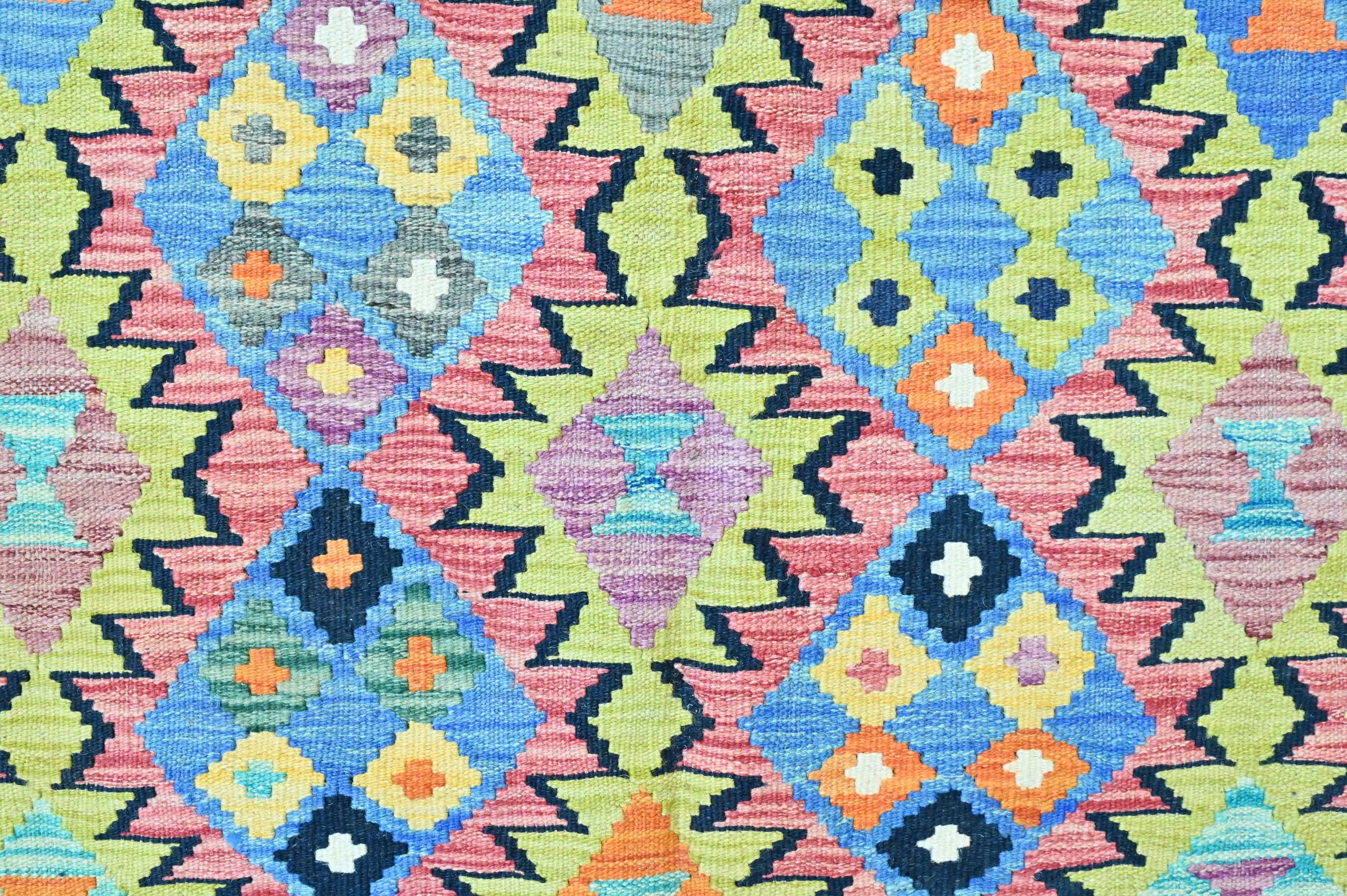 Handwoven Pure Wool Boho Kilim w/ Terracotta and Multicolour Tones - (290H x 200W) 3227