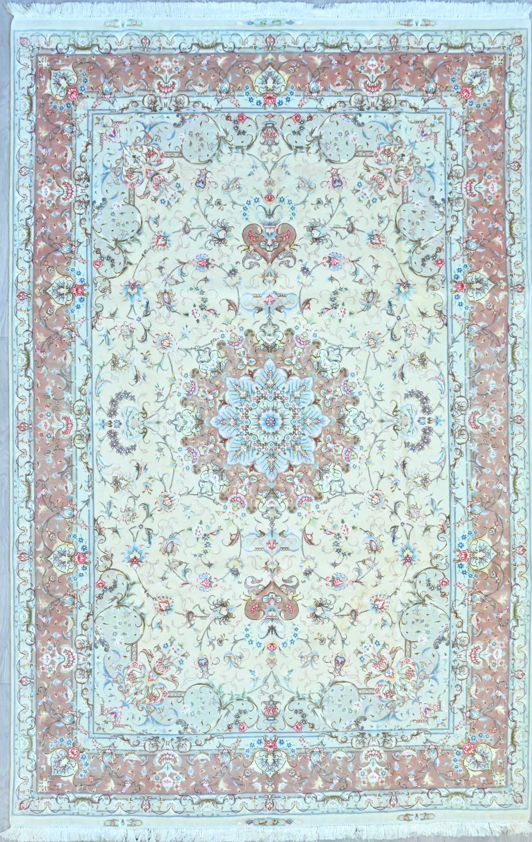 Very Fine Masterpiece Silk and Wool Persian Tabriz with Silk Base and Weavers Signature - (305H x 202W)