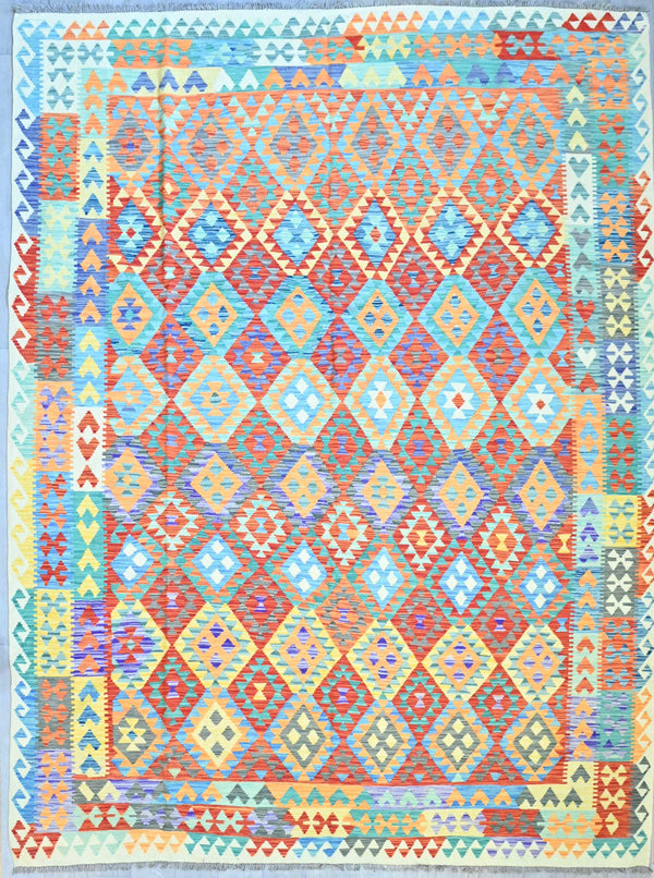 Large Size Boho Wool Kilim w/ Mutlicolour Tones 389cm x 287cm