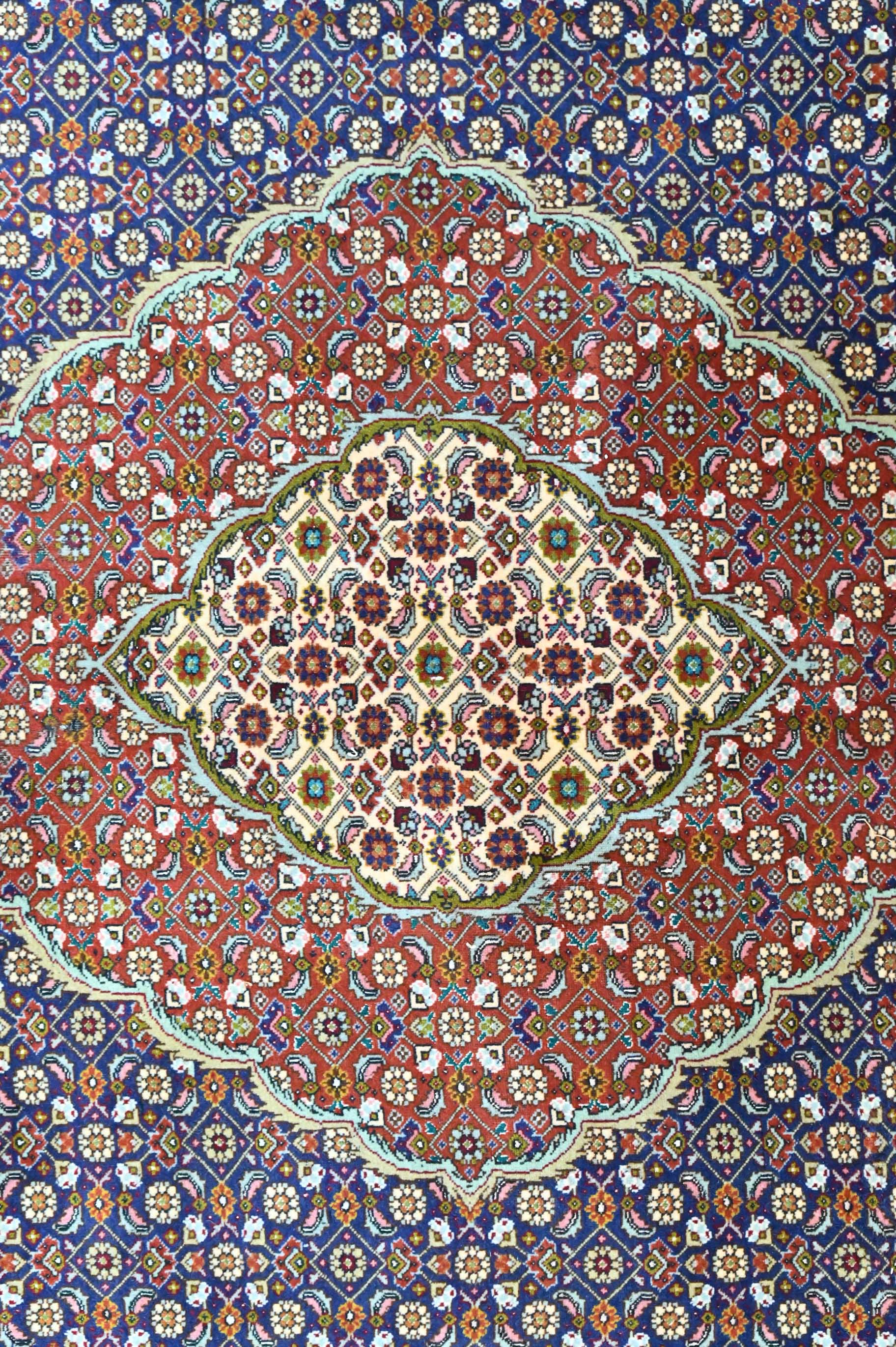 Very Fine Silk and Wool Persian Tabriz Handknotted w/ Navy Blue Tones - (293H x 200W)