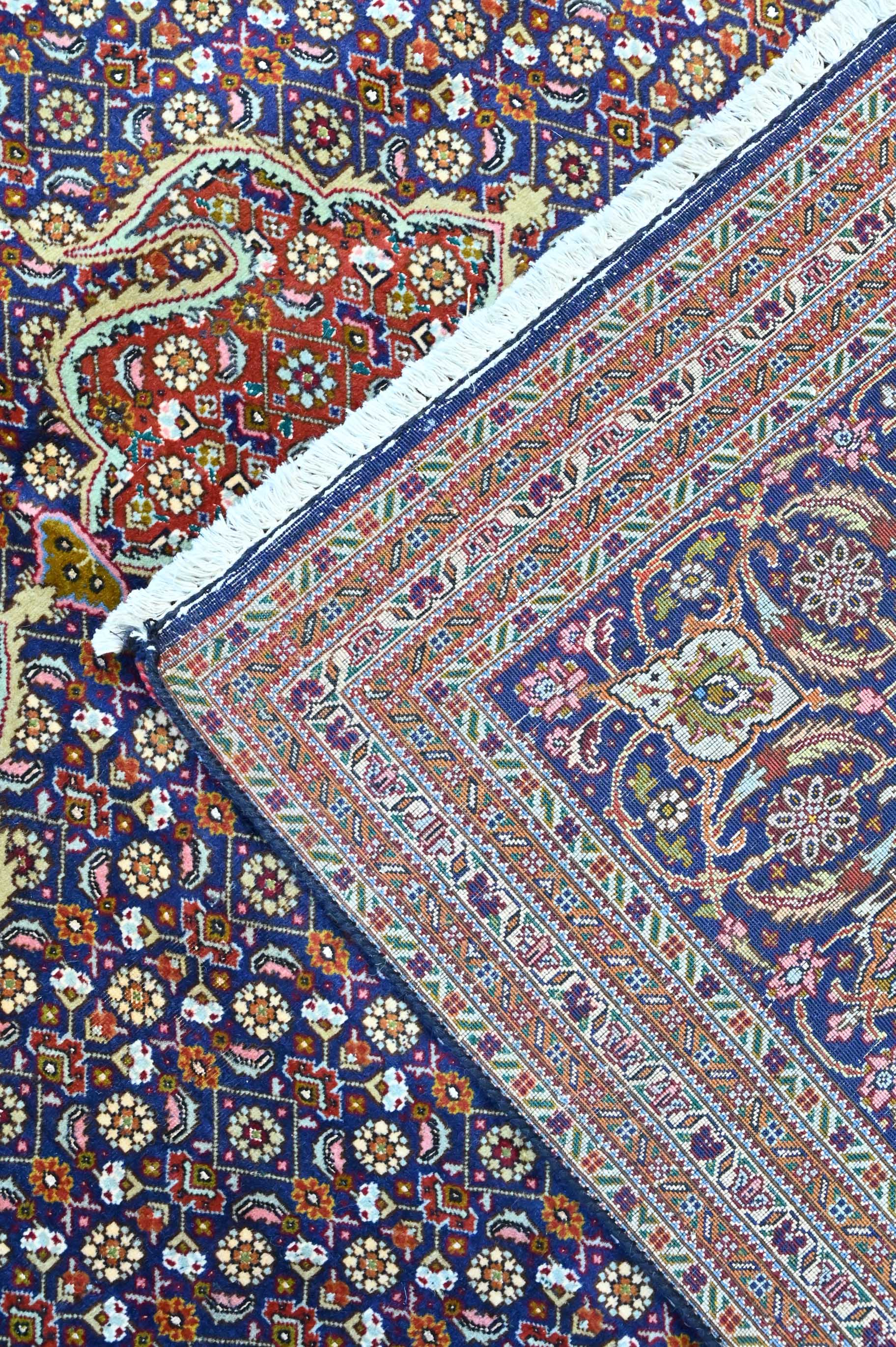 Very Fine Silk and Wool Persian Tabriz Handknotted w/ Navy Blue Tones - (293H x 200W)