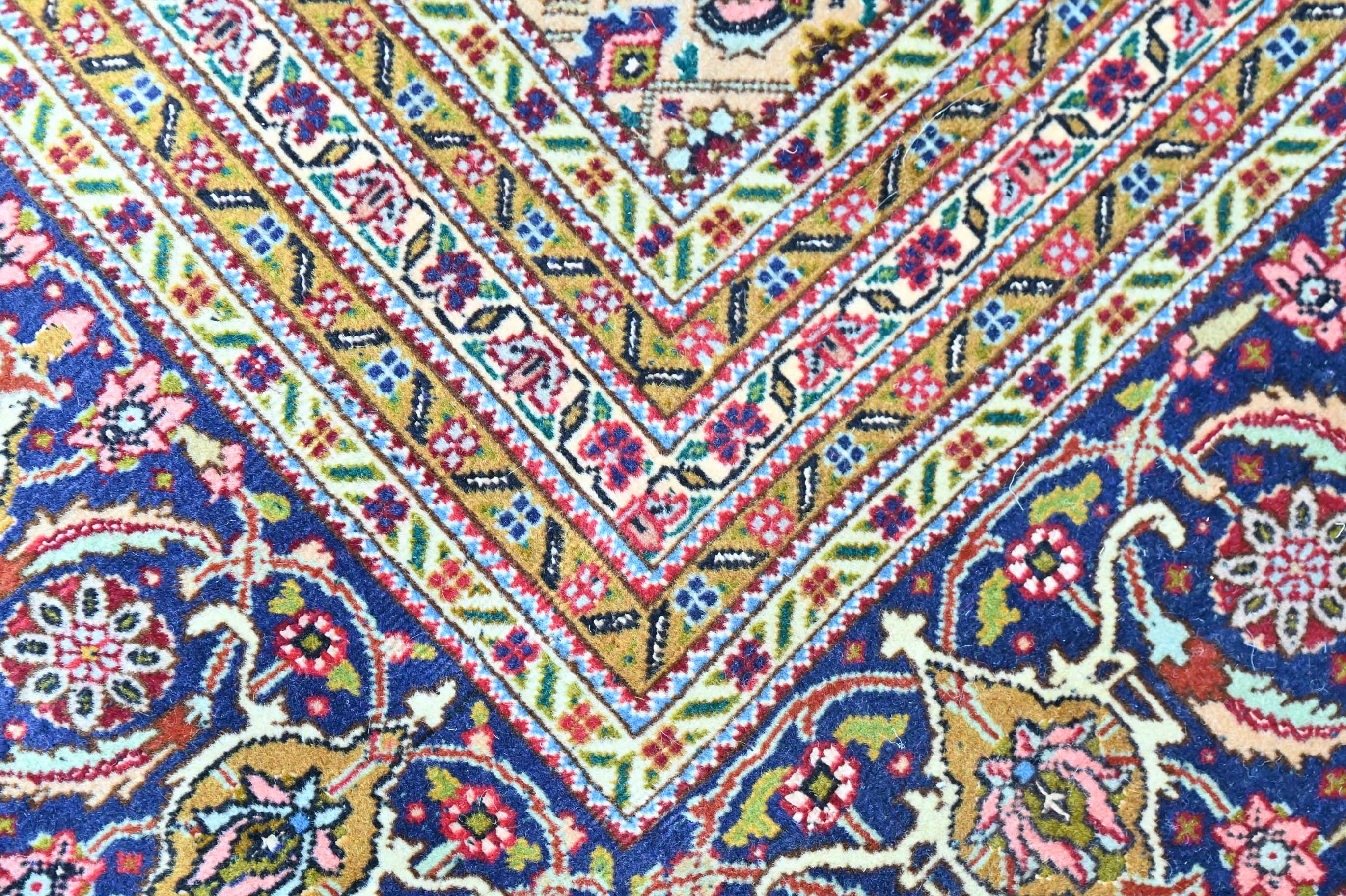 Very Fine Silk and Wool Persian Tabriz Handknotted w/ Navy Blue Tones - (293H x 200W)