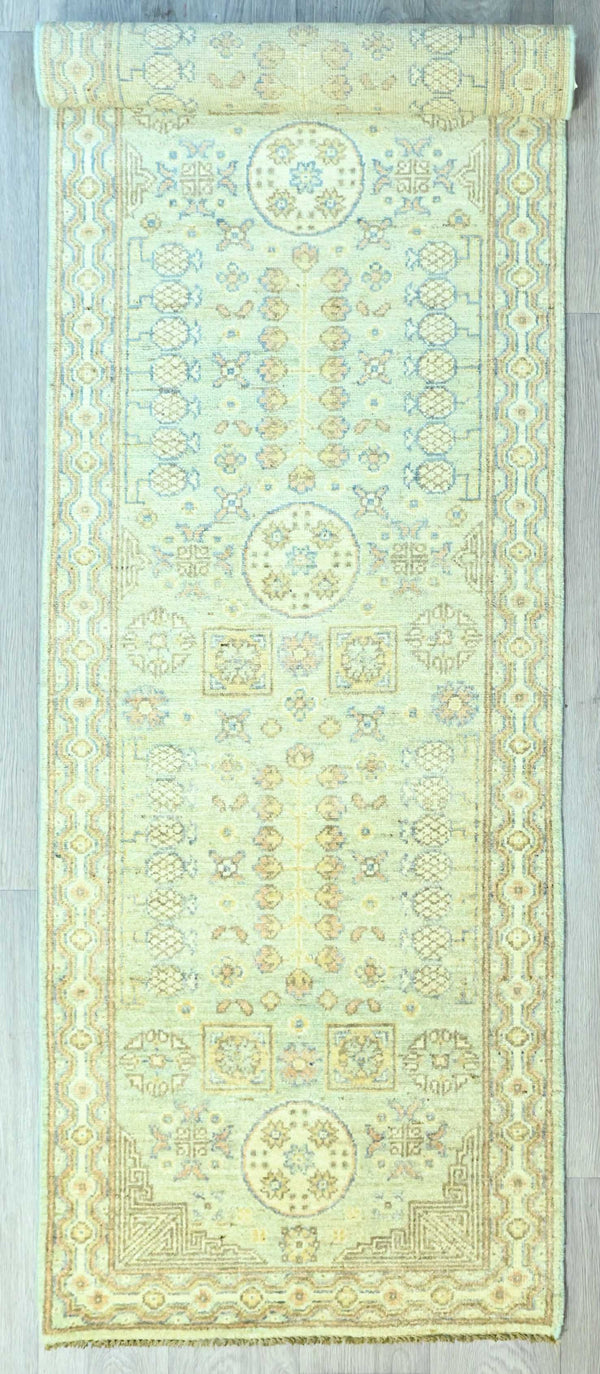 Handknotted Pure Wool Veg Dye Chobi Runner - (298H x 80W)