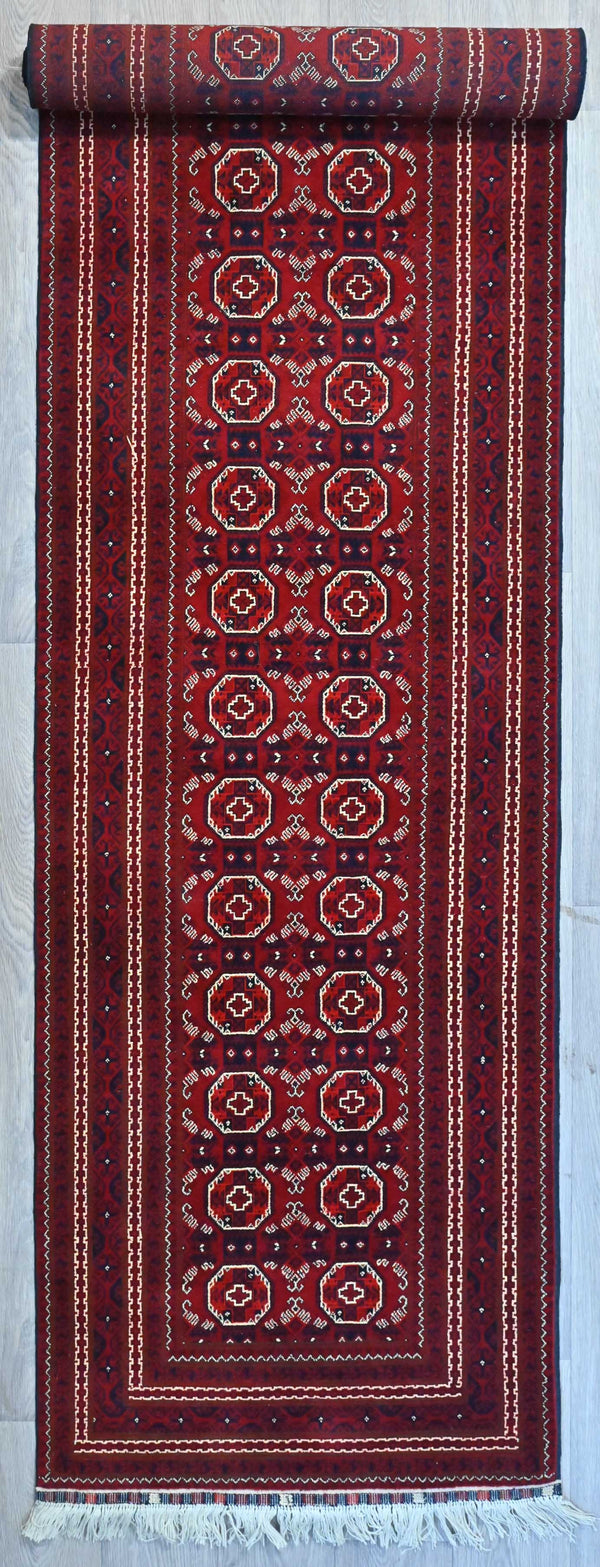 Handknotted Pure Wool Afghan Kundus Runner - (396H x 87W)
