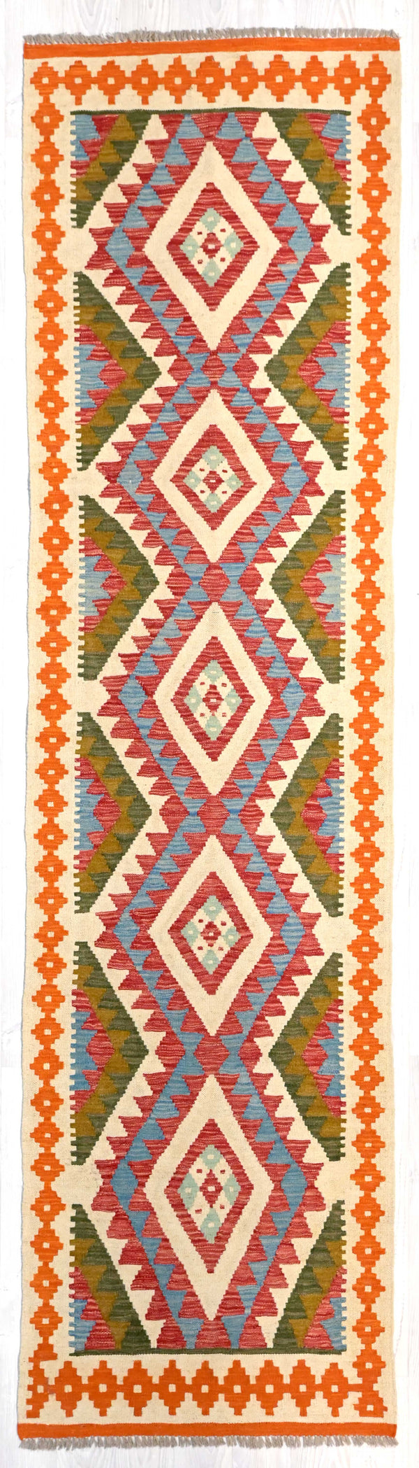 Multicolour Boho Kilim Runner 300cm x 78cm