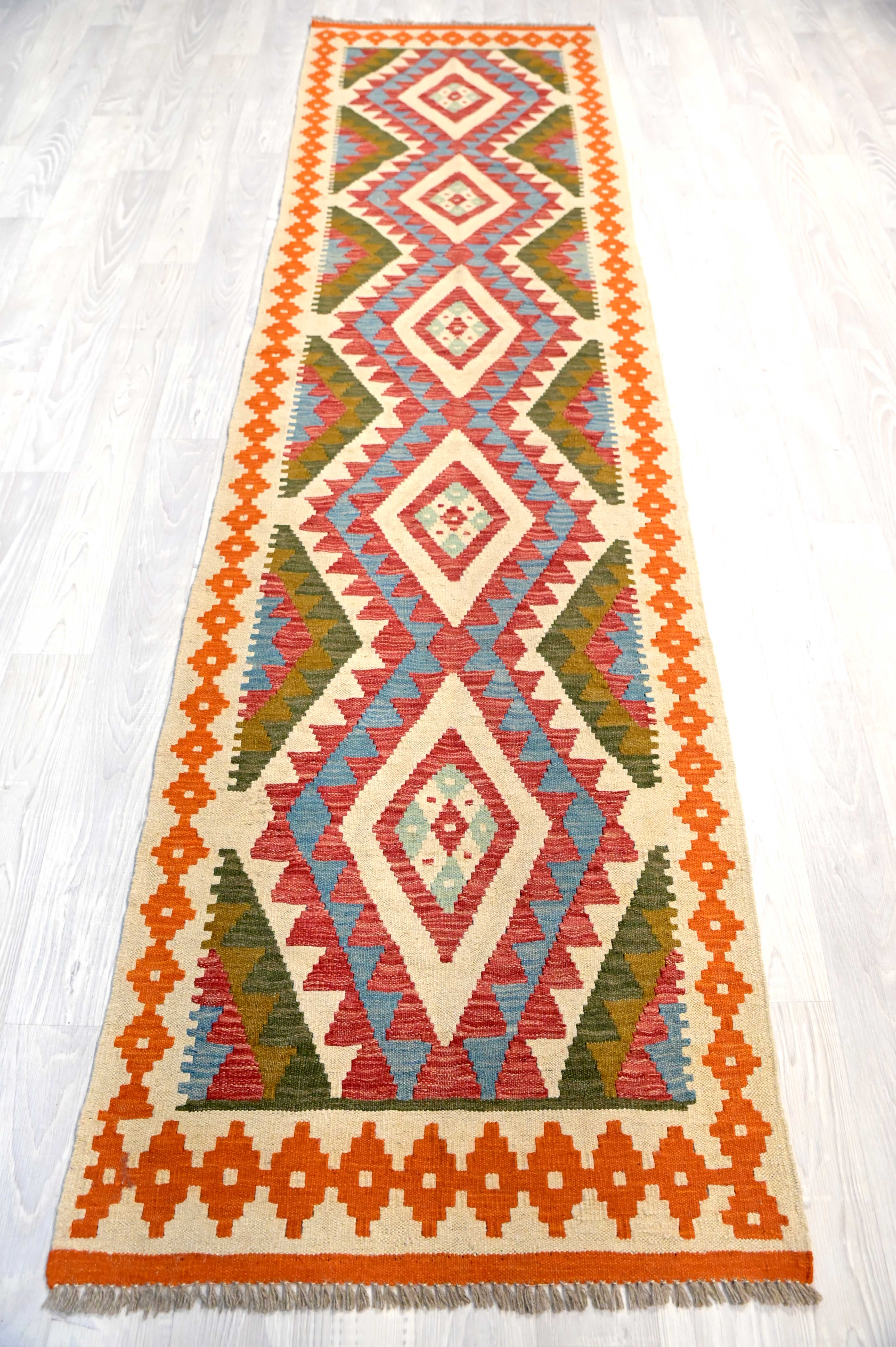 Multicolour Boho Kilim Runner 300cm x 78cm