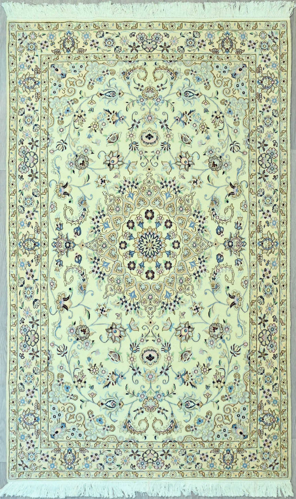 Handknotted Masterpiece Persian Nain 9LA Silk and Lay rug - (210H x 132W)