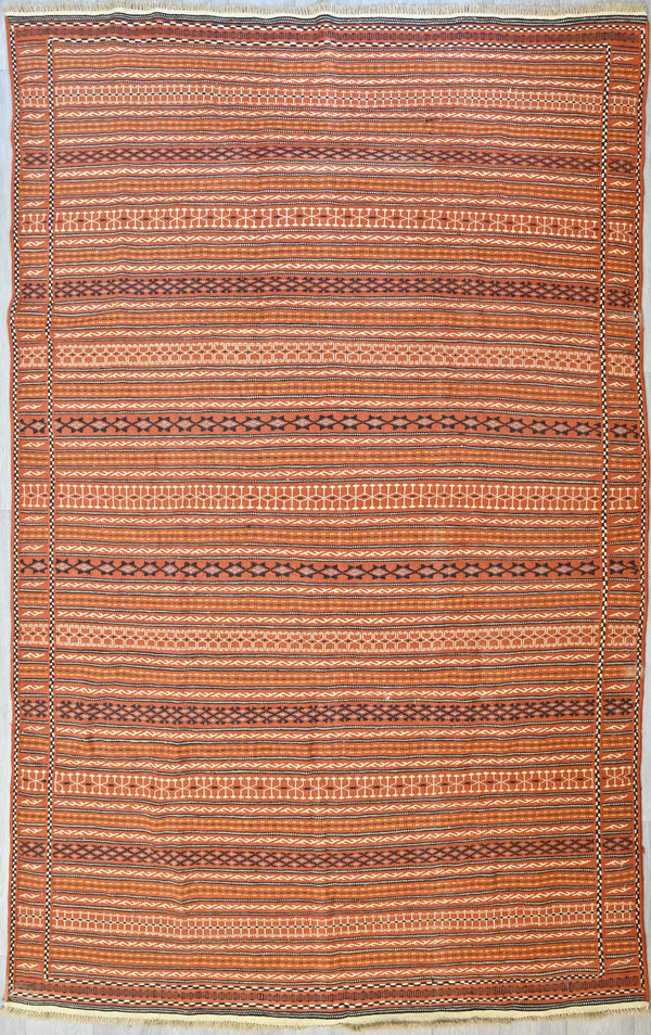Handknotted Pure Wool Persian Sumak rug w/ Terracotta Tones - (300H x 190W)