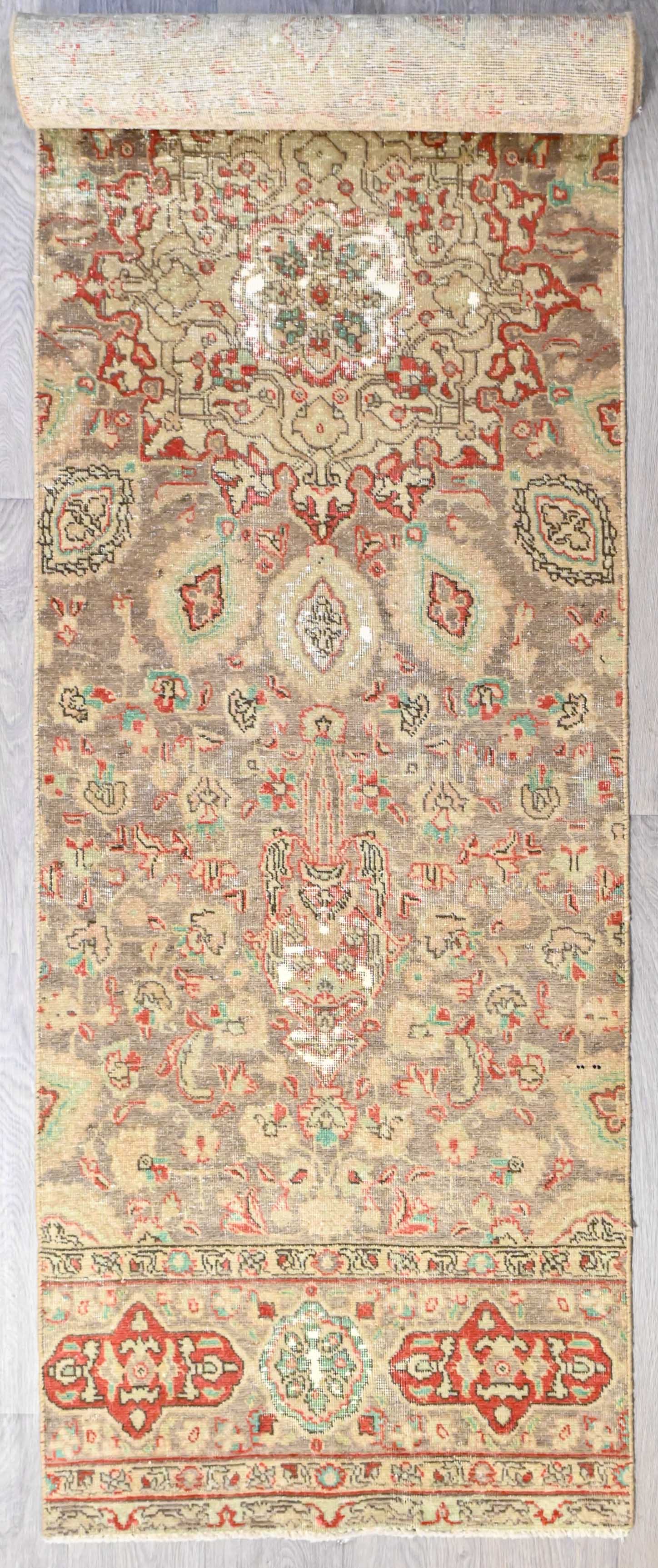 Handknotted Zero-Pile Wool Over-dyed Persian Runner - 355H x 80W