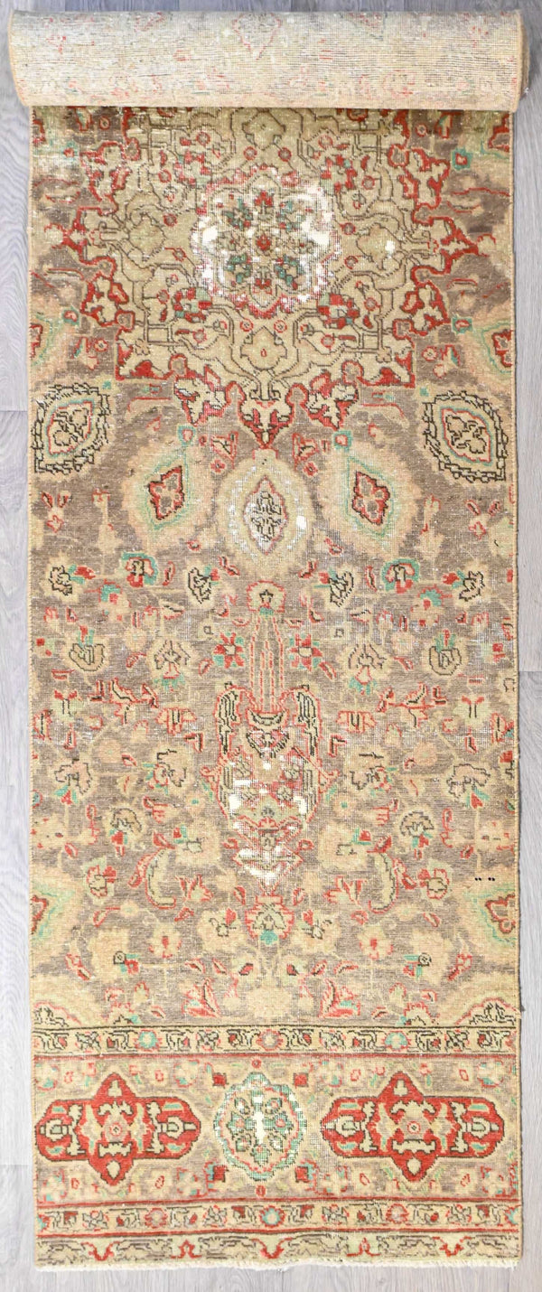 Handknotted Zero-Pile Wool Over-dyed Persian Runner - 355H x 80W
