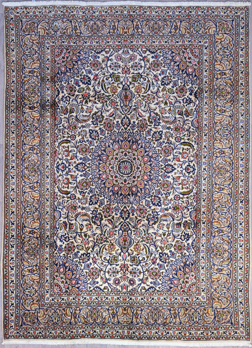 Hand-knotted Pure Wool Khorosan Rug w/ Cream Tones - (326H x 242W)