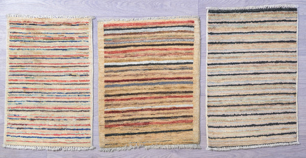 Collection of 3 piece Stripy Veg Dye Chobi Doormats - (50H x 80W)