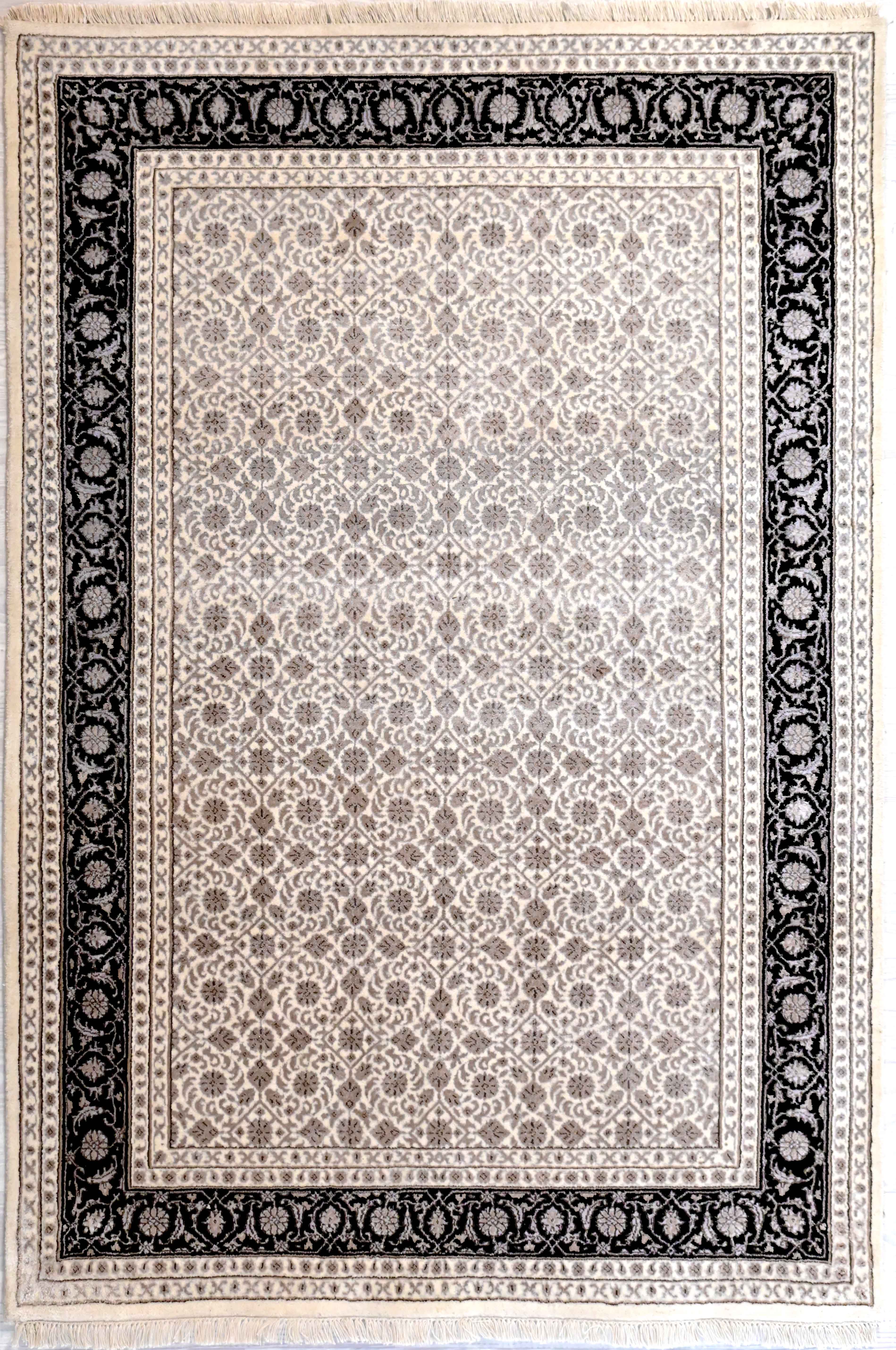 Cream Herati Silk n Wool Rug 206cm x 143cm