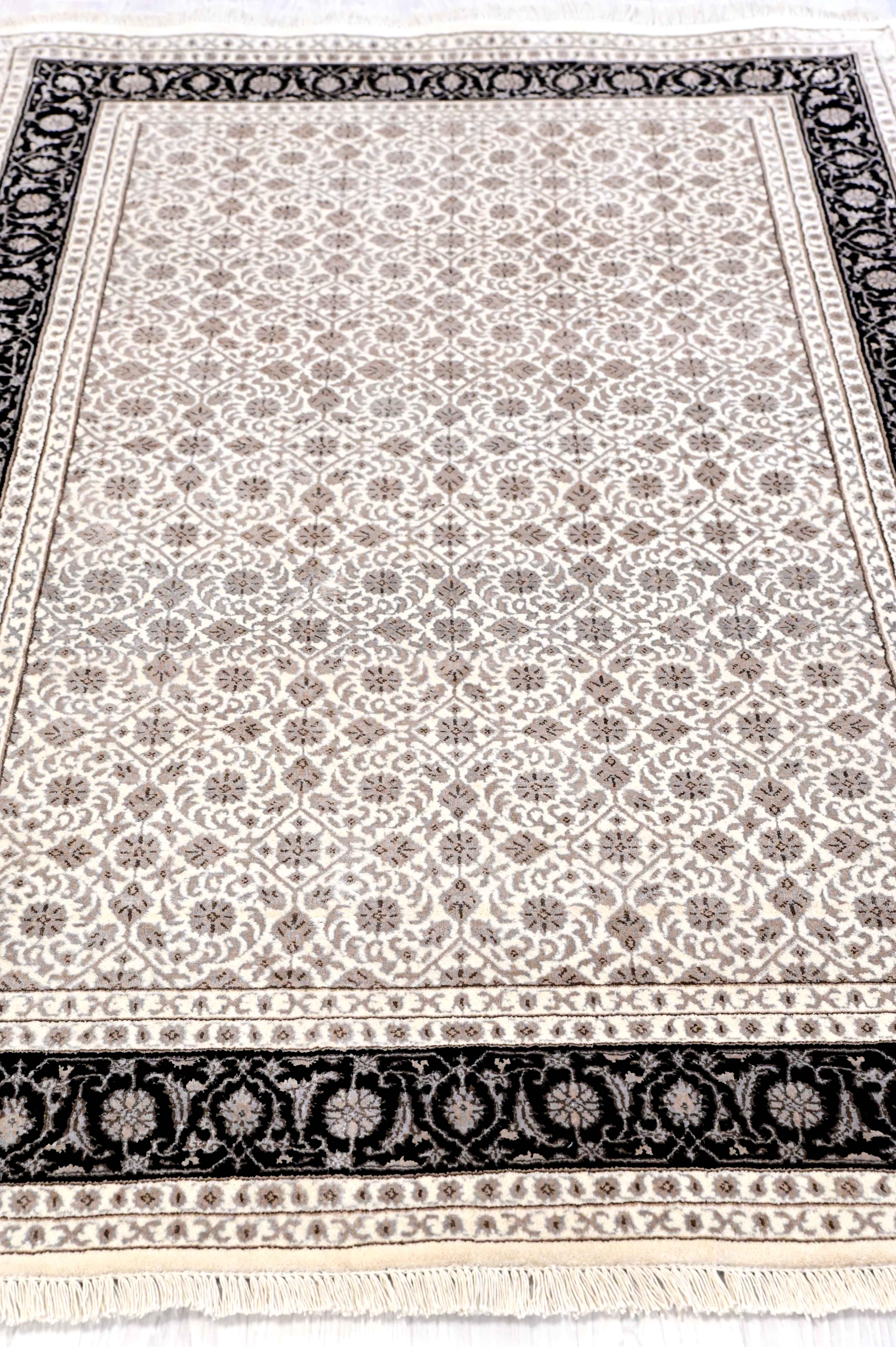 Cream Herati Silk n Wool Rug 206cm x 143cm