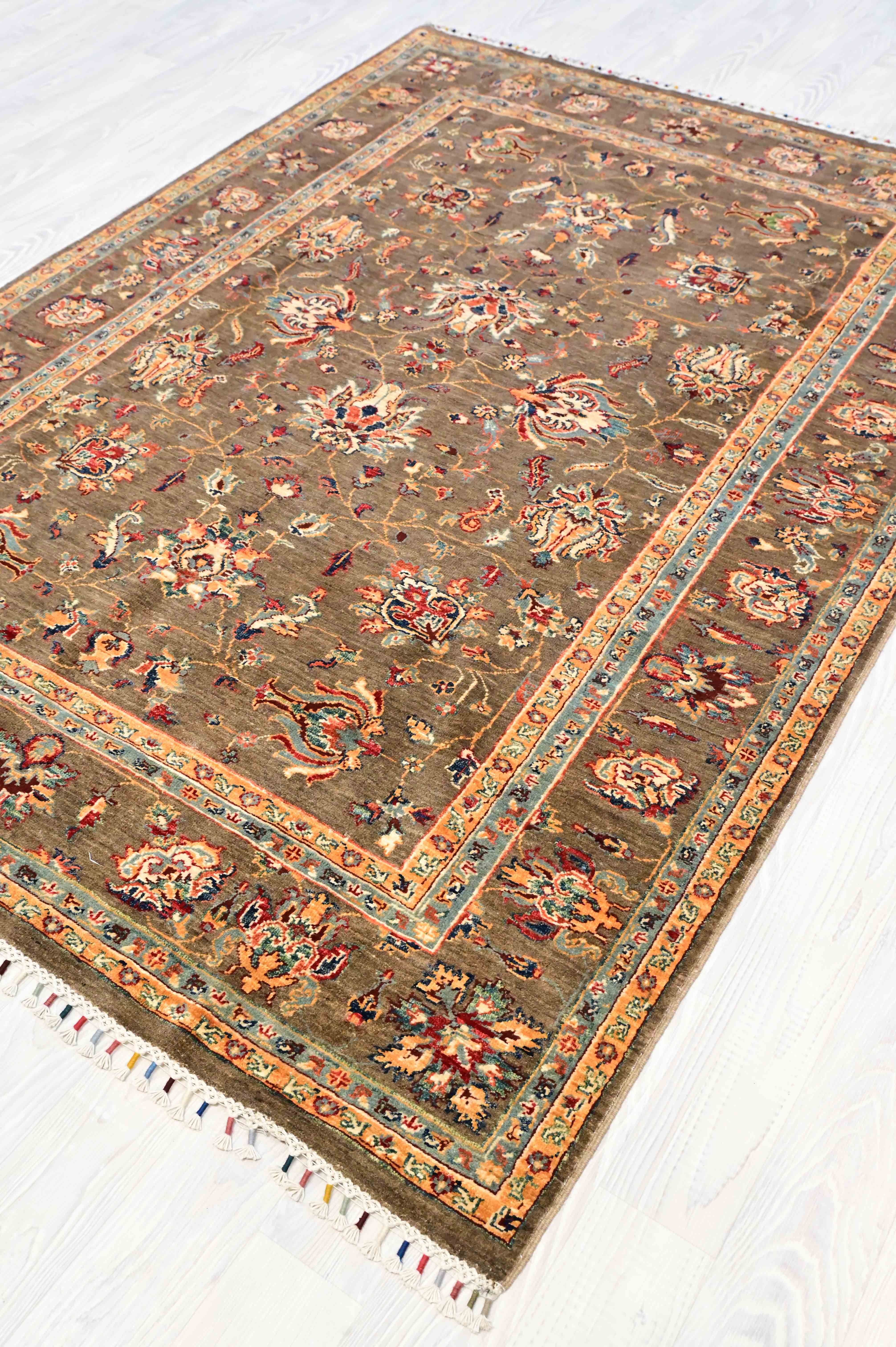 Taupe Afghan Chobi Rug 240cm x 172cm