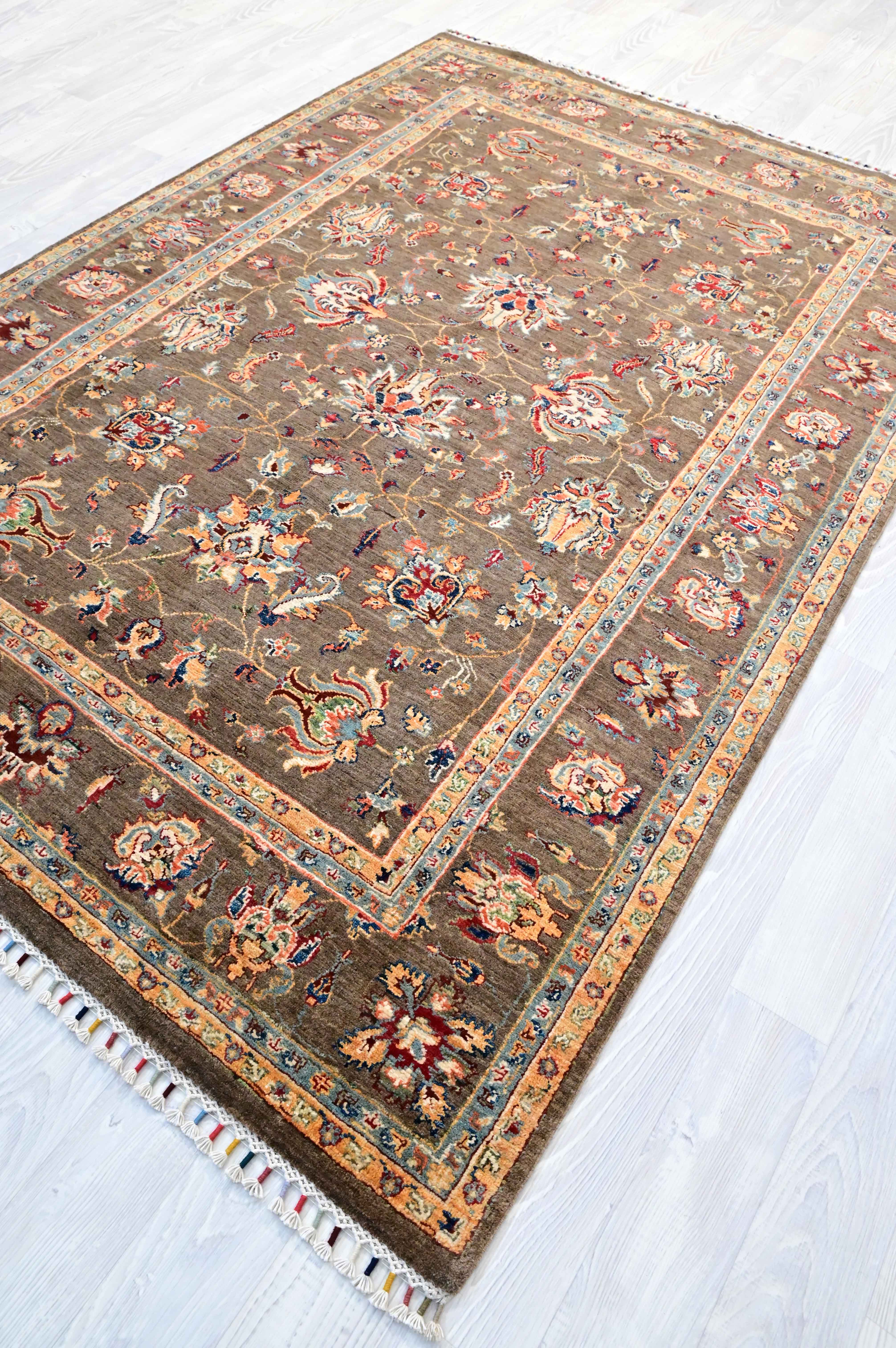 Taupe Afghan Chobi Rug 240cm x 172cm