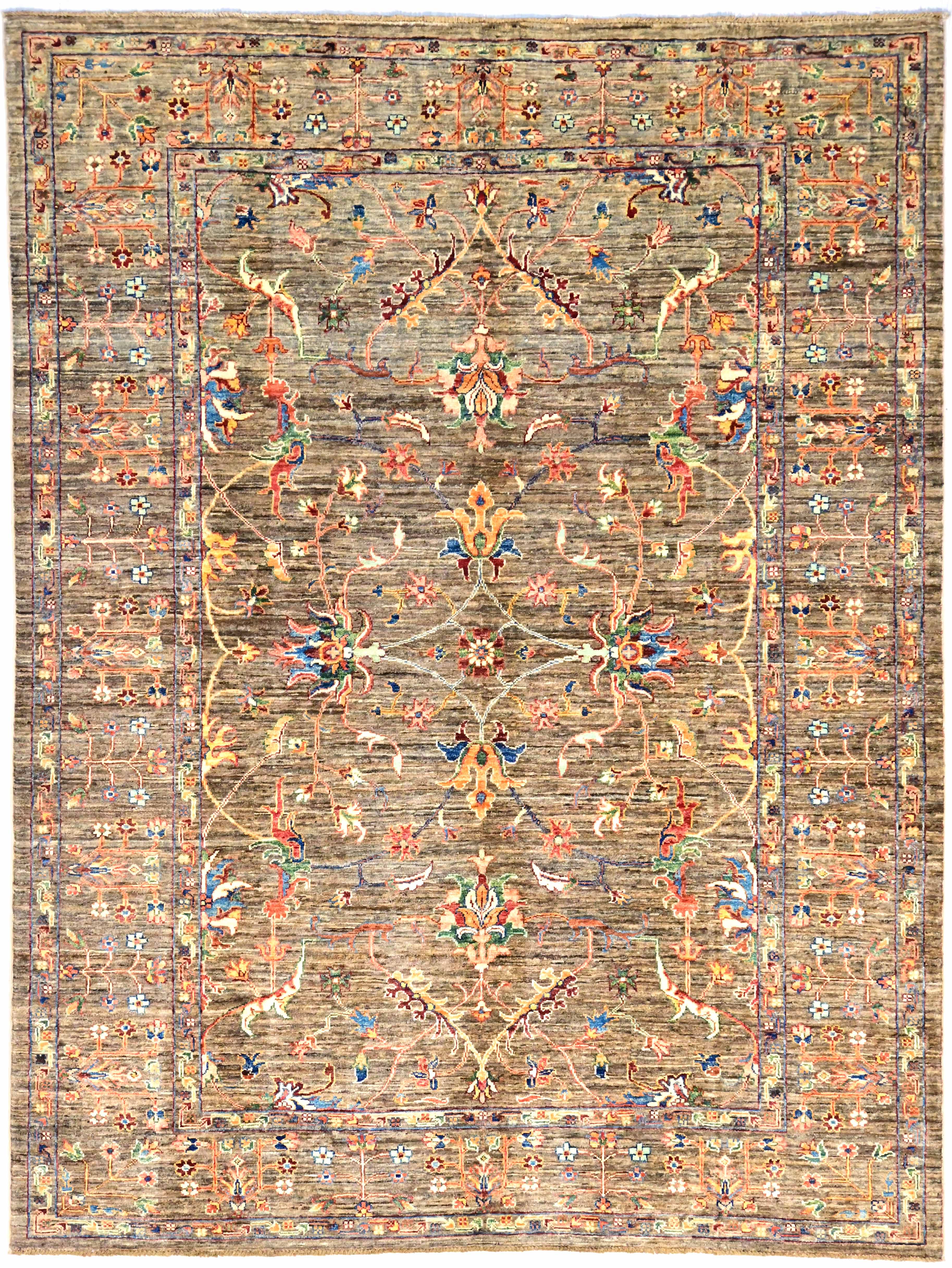 Fine Taupe Afghan Khurjin Chobi Rug 240cm x 178cm