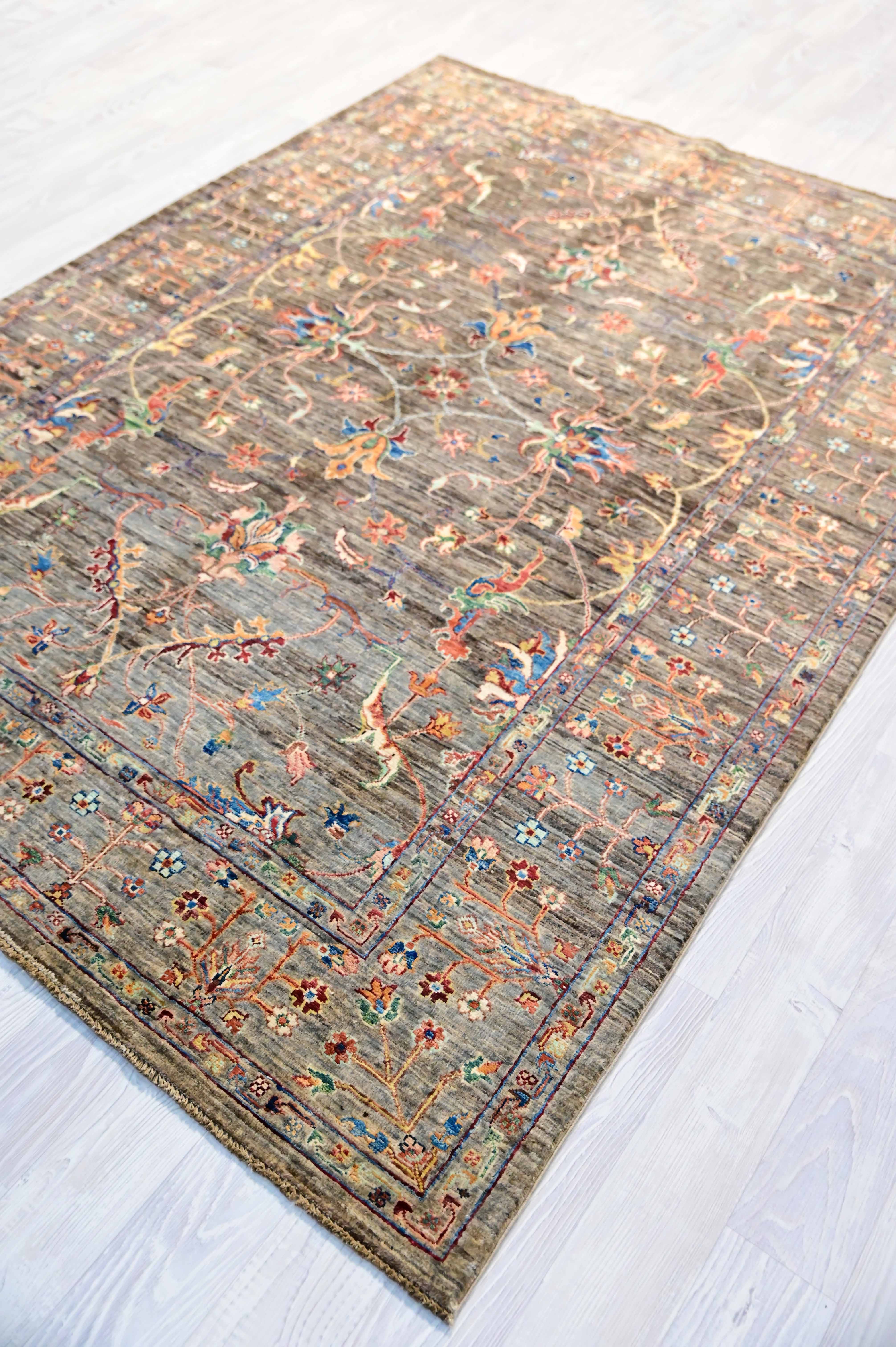 Fine Taupe Afghan Khurjin Chobi Rug 240cm x 178cm