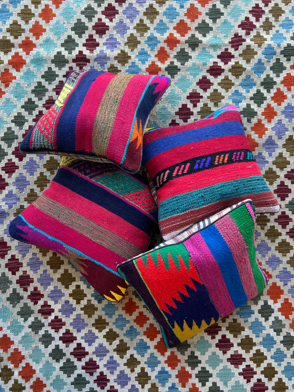 Multicolour Persian Wool Kilim Cushions - 4 Filled Pieces