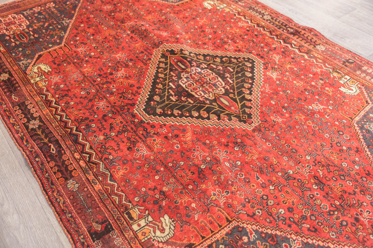 Red Vintage Persian Qashqai Shiraz 252cm x 150cm