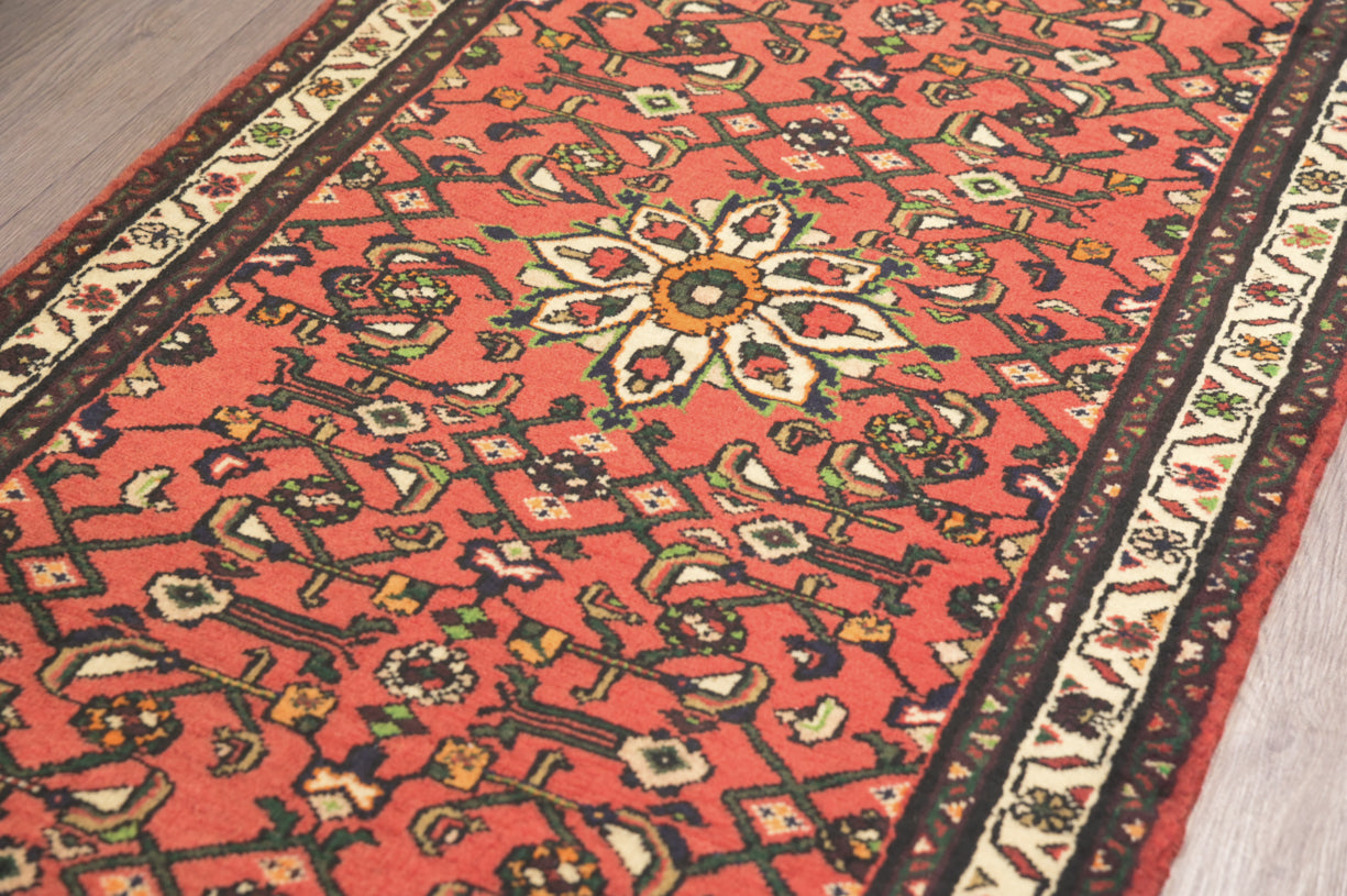 Light Red Persian Hamadan Runner 293cm x 86cm